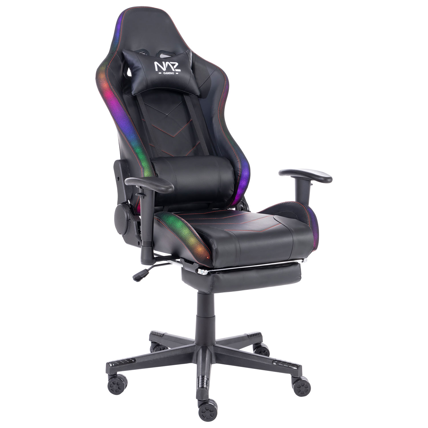 Fauteuil de jeu ergonomique à dossier haut en similicuir série Ultimate de Naz - Noir