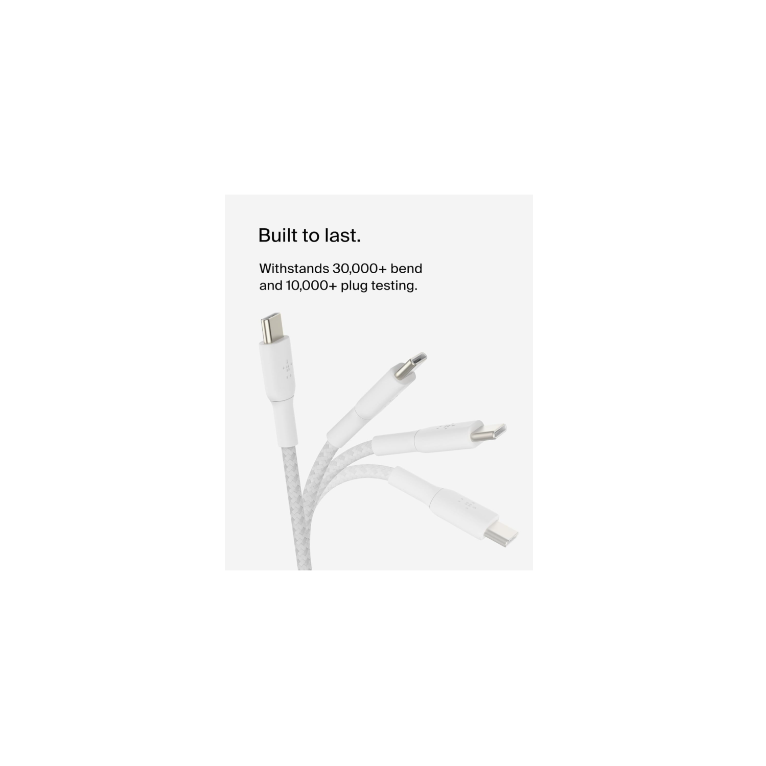 Belkin Boost Charge Braided USB-C to USB-C Cable, White, CAB004bt1MWH