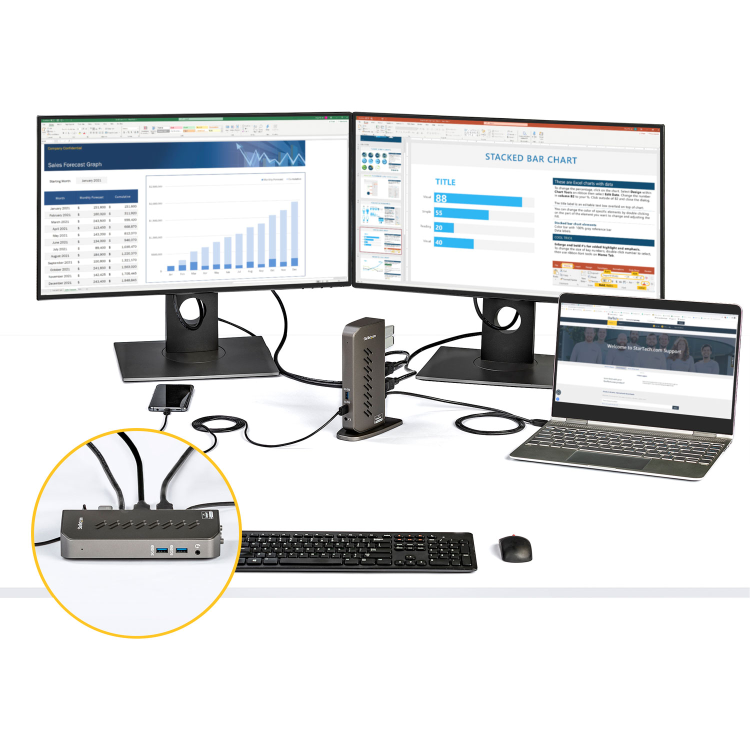 StarTech 6-in-1 USB-C/USB 3.0 Hybrid Dock