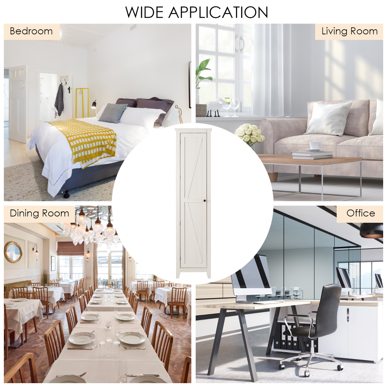 Costway Linen Tower Bathroom Storage Cabinet Tall Slim Side Organizer w/ Shelf