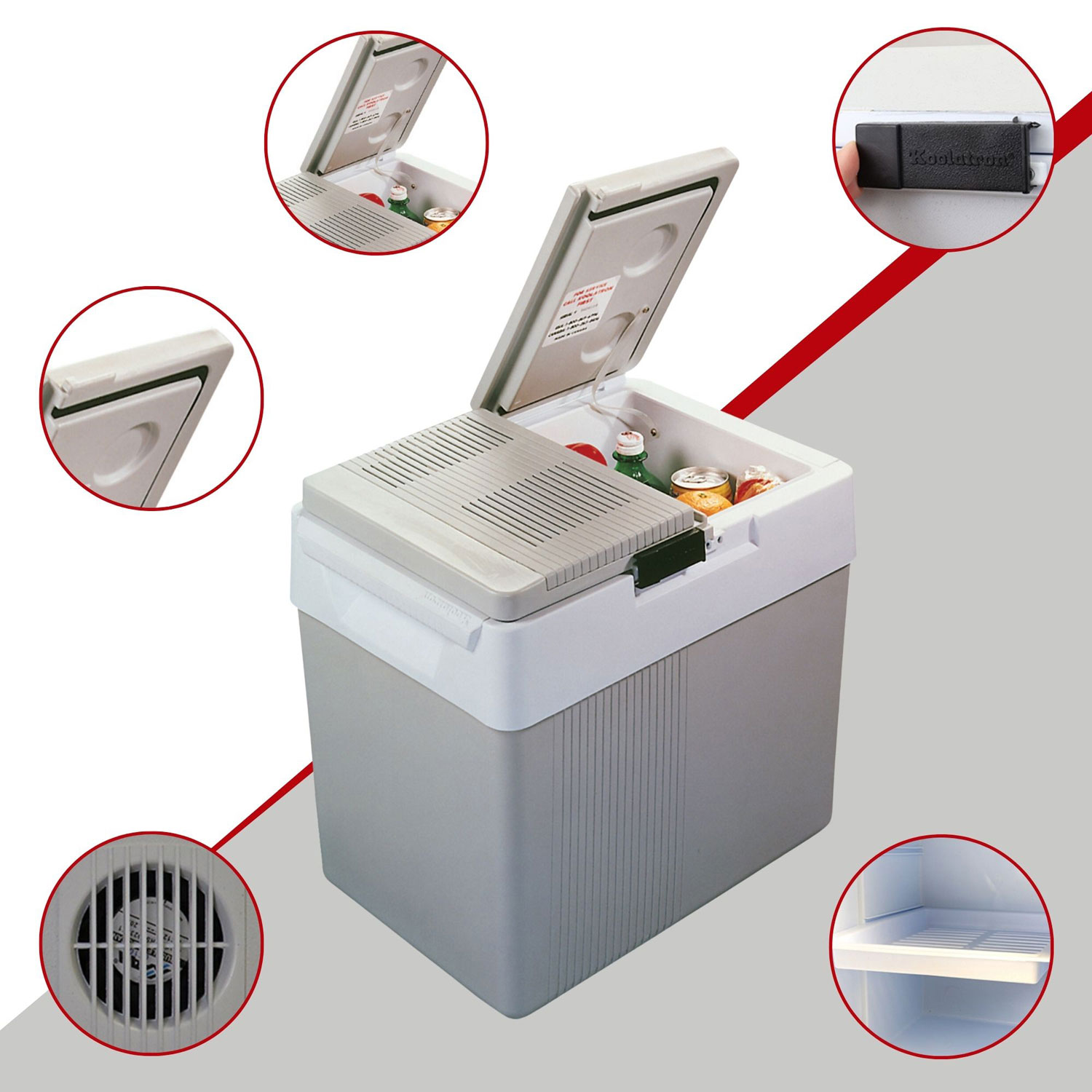 Koolatron 12V Electric Cooler/Warmer 31L Dual Opening - Grey