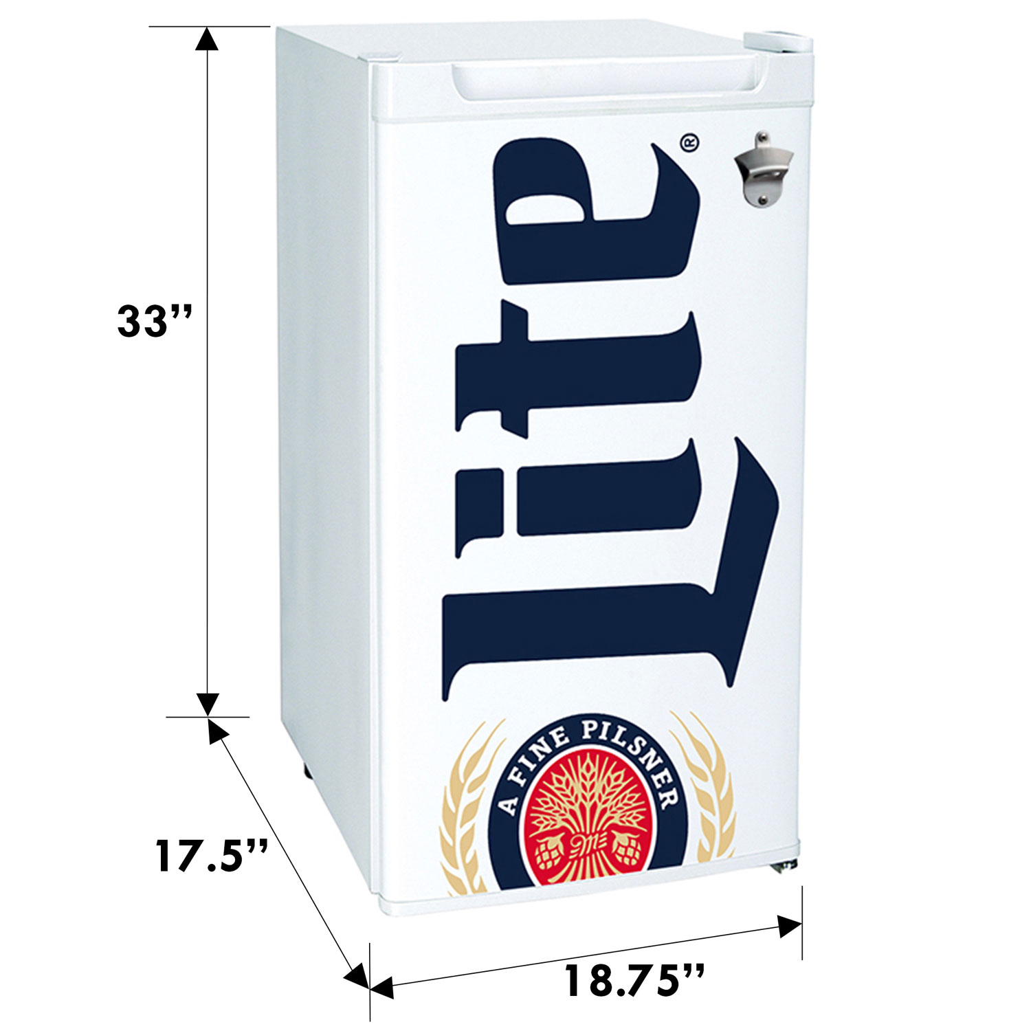 Miller Lite 3.18 Cu. Ft. Freestanding Bar Fridge - White