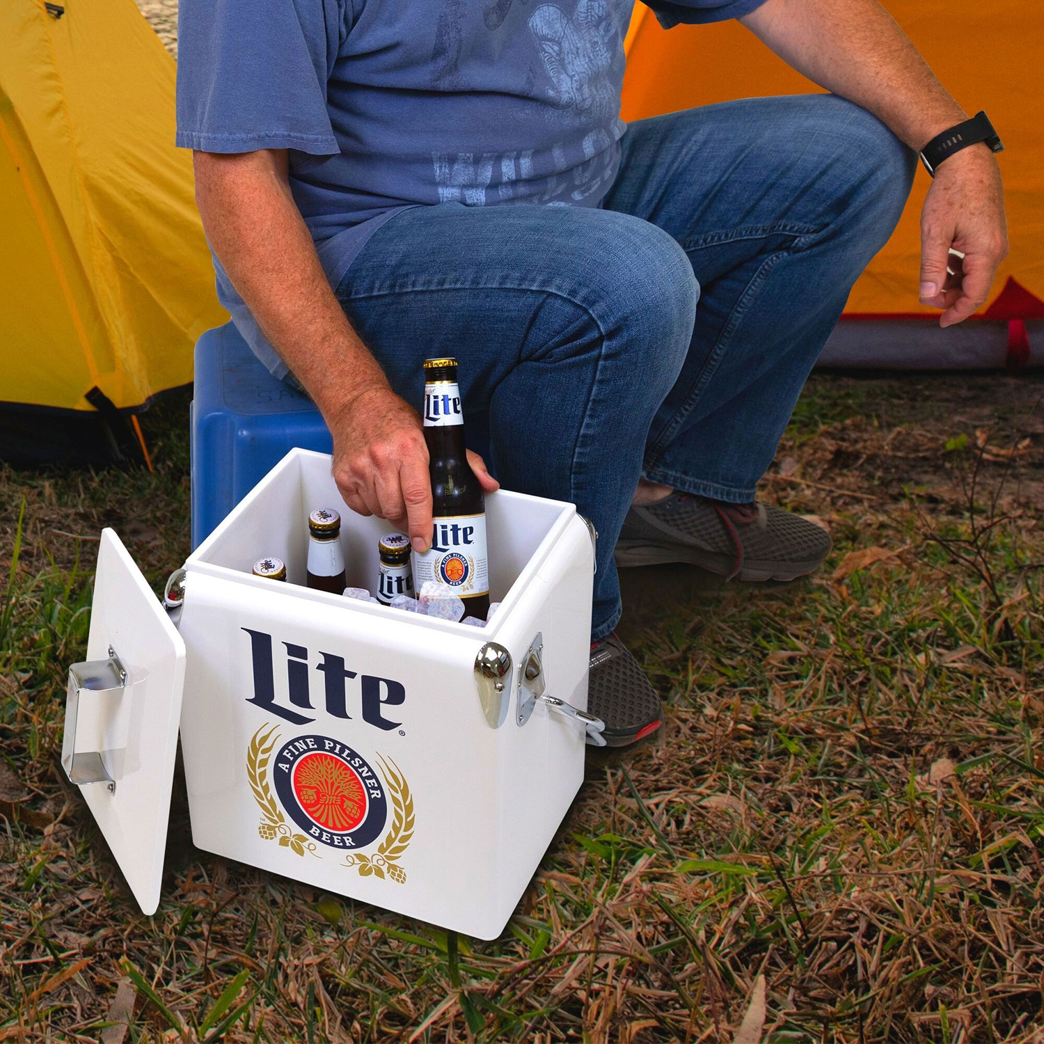Miller Lite 0.47 Cu. Ft. Ice Chest Cooler - White