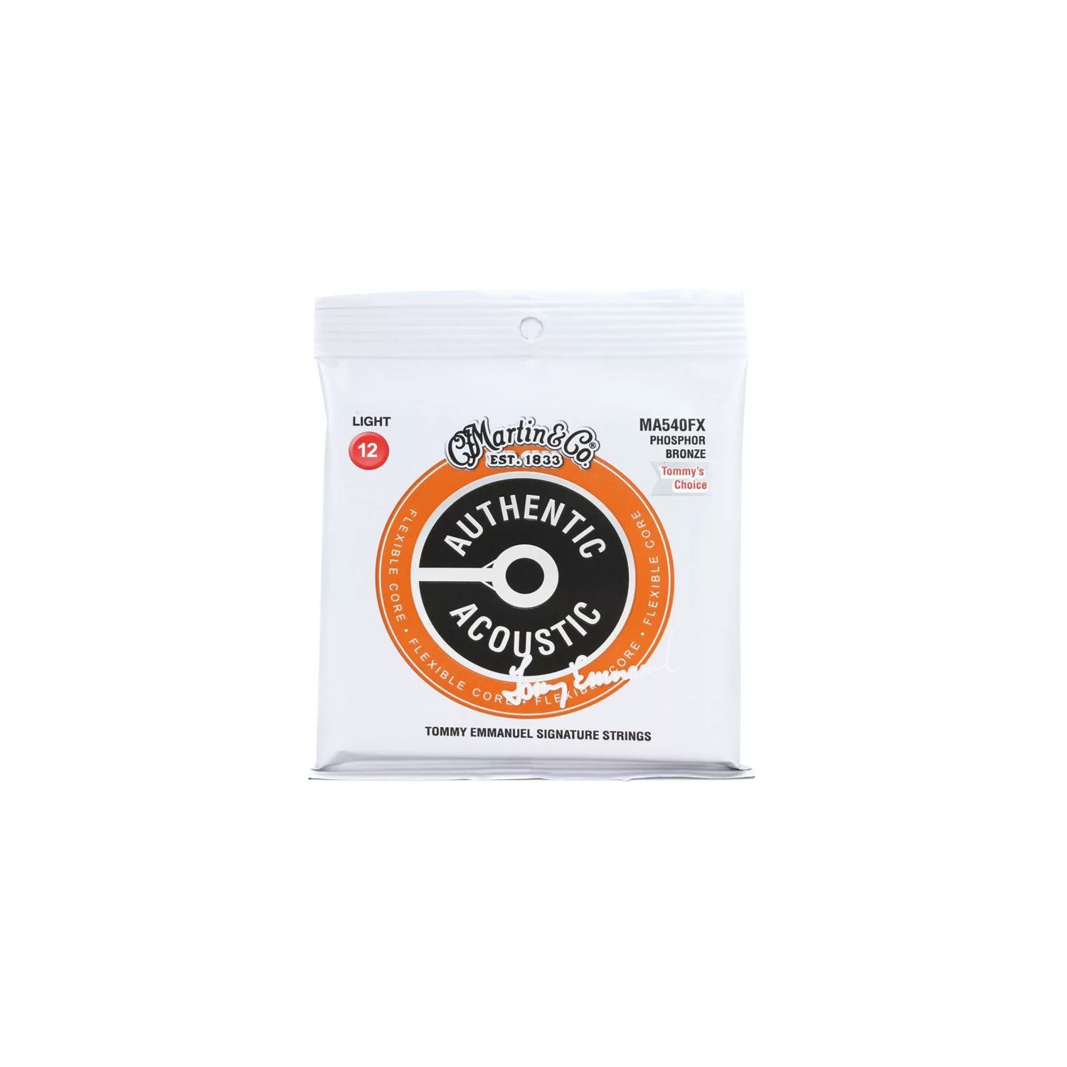 Cordes de guitare acoustique Flex Core 92/8 de Martin Authentic - 12-54, bronze phosphoreux