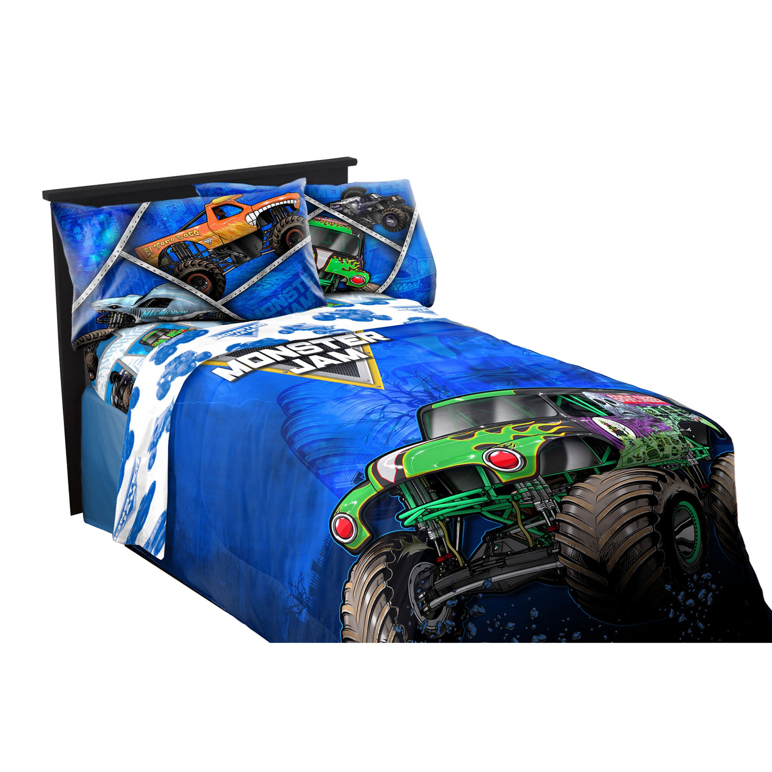 Monster Jam 4 Piece Bed Sheet Set Double Trucks Logo Best Buy Canada