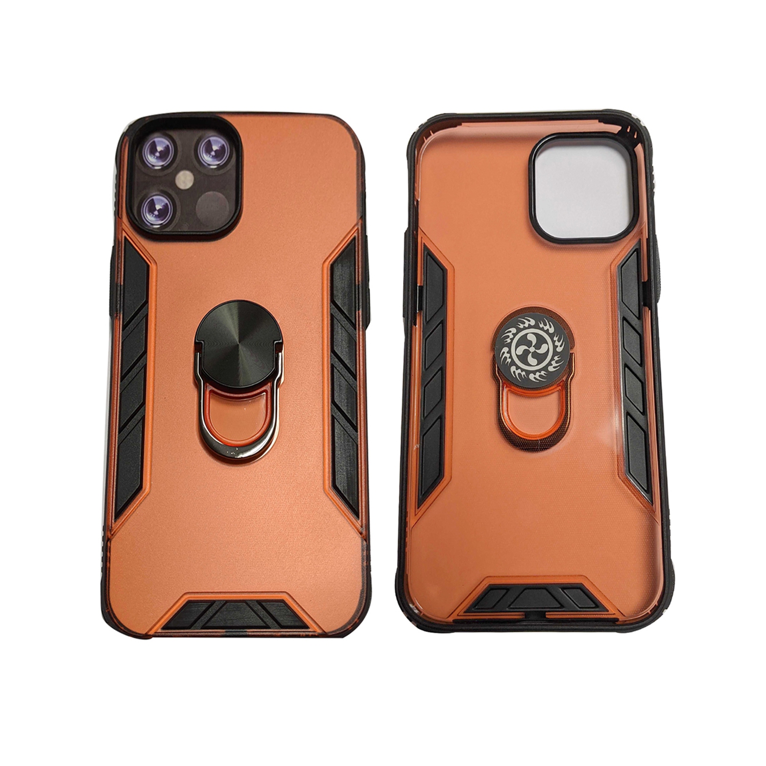Magnetic Finger Ring Holder 360 Slim Armor Shield Car Mount Back Case Cover For Apple iPhone 12 Pro Max 6.7"- Orange