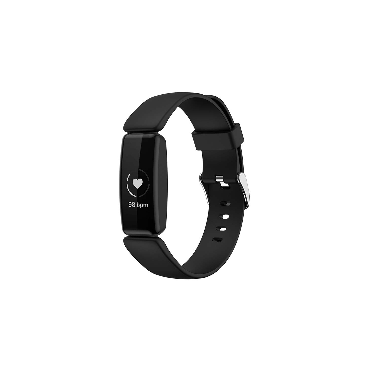 Bracelet en silicone souple et lisse de StrapsCo pour Inspire 2 de Fitbit - moyen-Noir