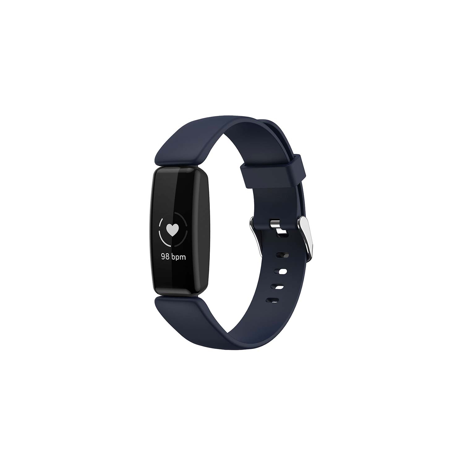 StrapsCo Smooth Soft Silicone Rubber Watch Band Strap for Fitbit Inspire 2 - Short-Medium - Navy Blue