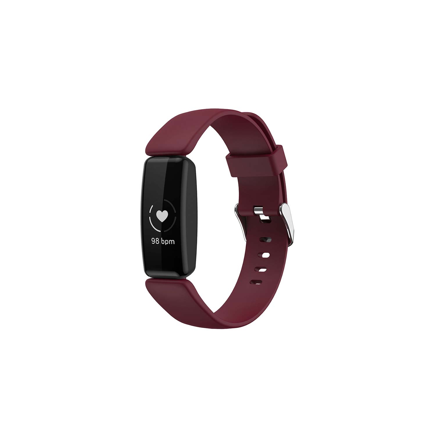 StrapsCo Smooth Soft Silicone Rubber Watch Band Strap for Fitbit Inspire 2 - Short-Medium - Wine Red