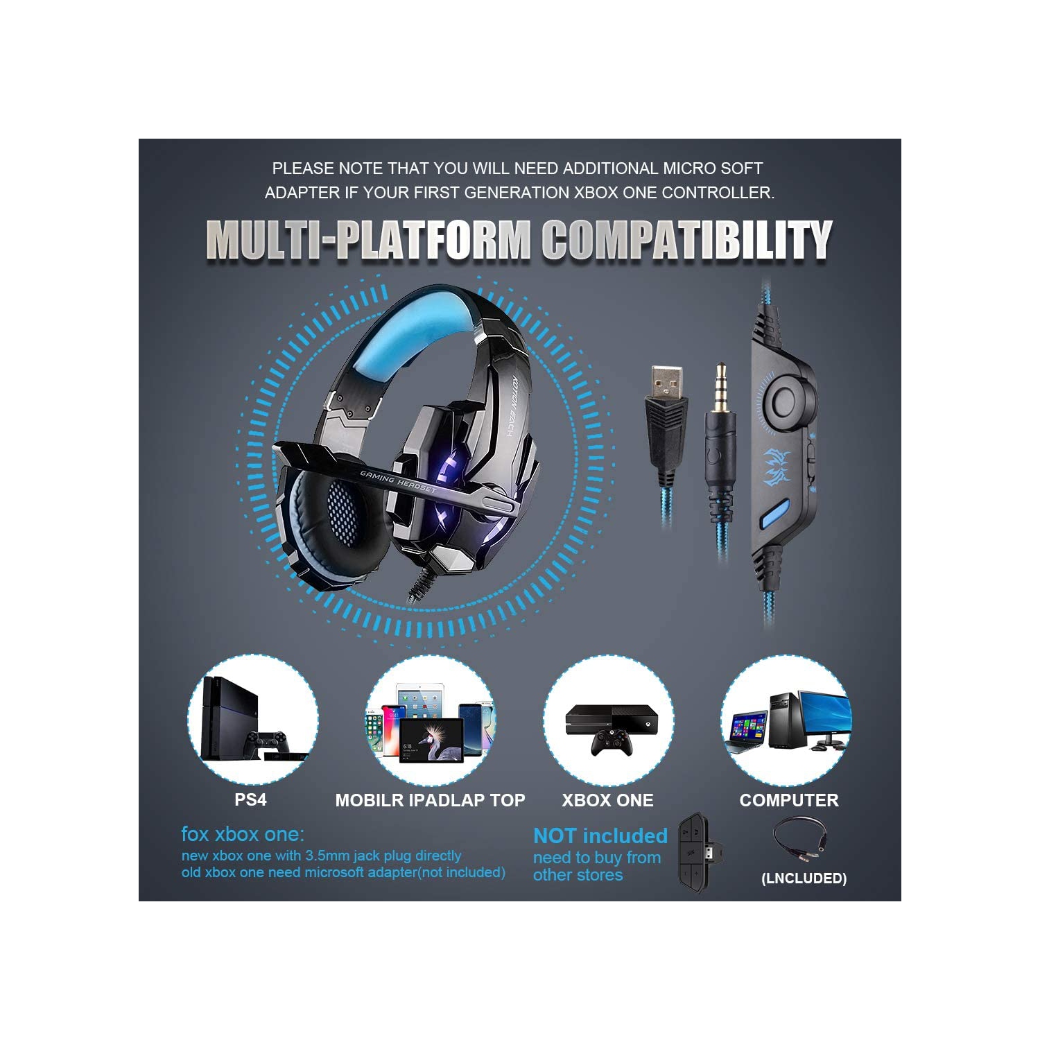 Casque de jeu PC casque pour PlayStation 4 PS4 Xbox One ordinateur portable tablette Smartphone 3,5 mm écouteur stéréo avec micro