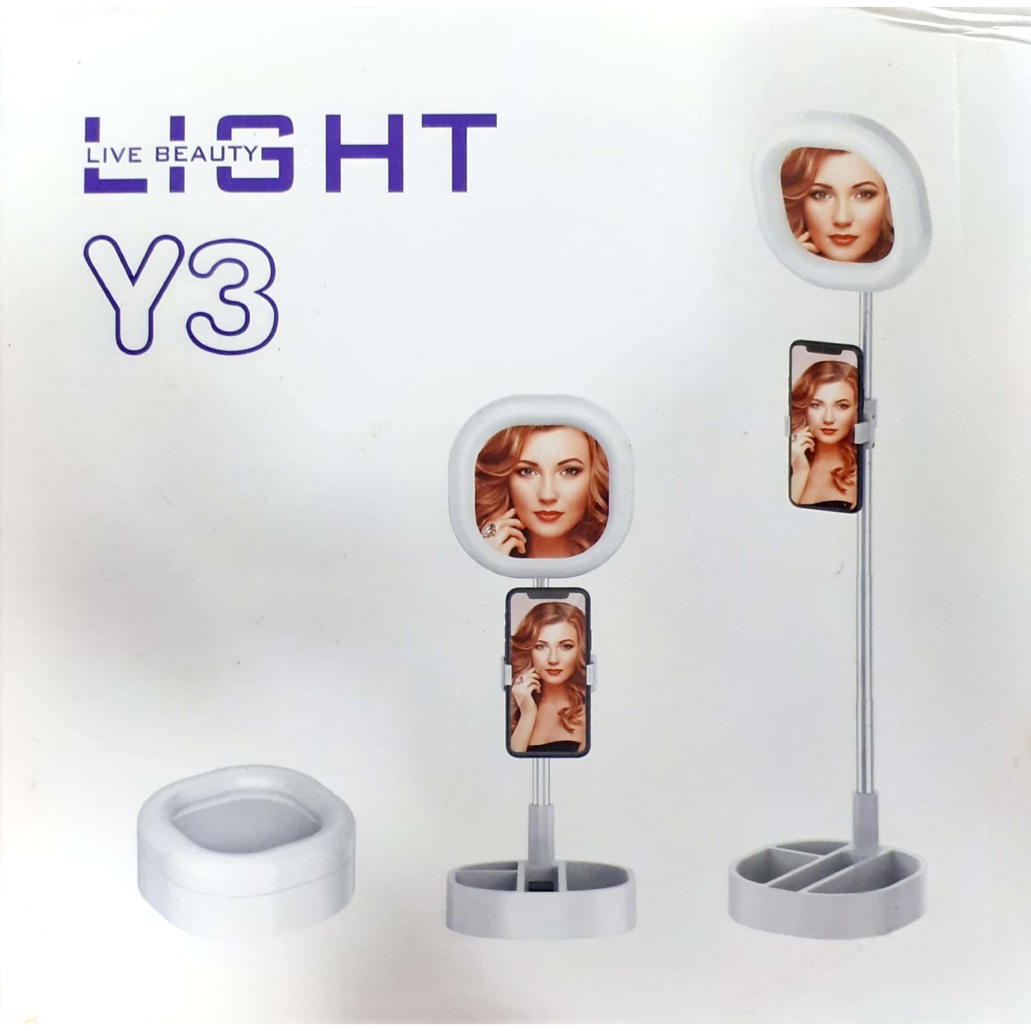 TopSave Y3 LED Ring Light avec support, 3 modes de luminosité, bureau / support pliable LED Ring Light pour YouTube / Tiktok, blanc