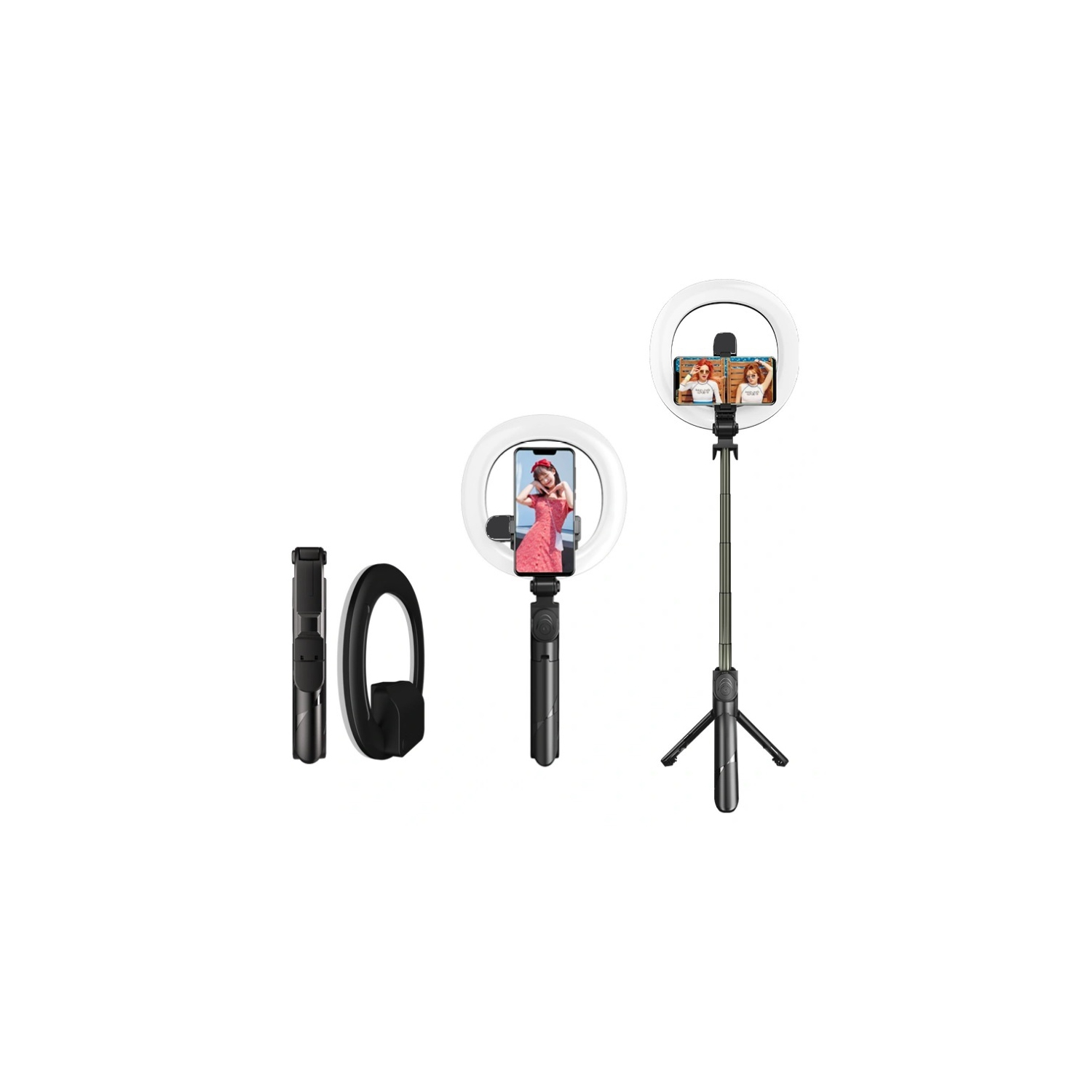Final Sale! TopSave 2in1 Bluetooth Selfie Tripod Stand w/ LED Ring Light, 3 Modes Levels of Brightness, LED Ring Light for YouTube/Tiktok, Black