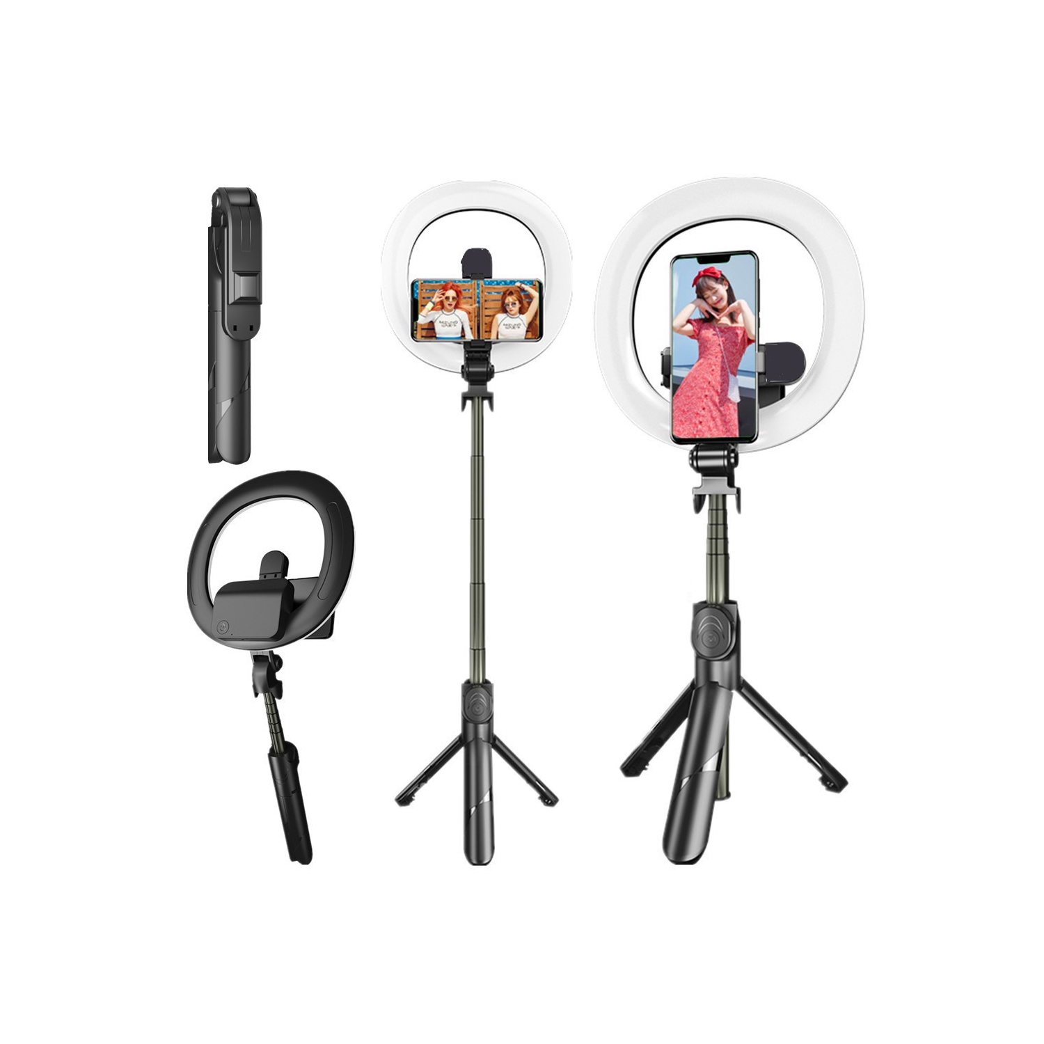 Final Sale! TopSave 2in1 Bluetooth Selfie Tripod Stand w/ LED Ring Light, 3 Modes Levels of Brightness, LED Ring Light for YouTube/Tiktok, Black