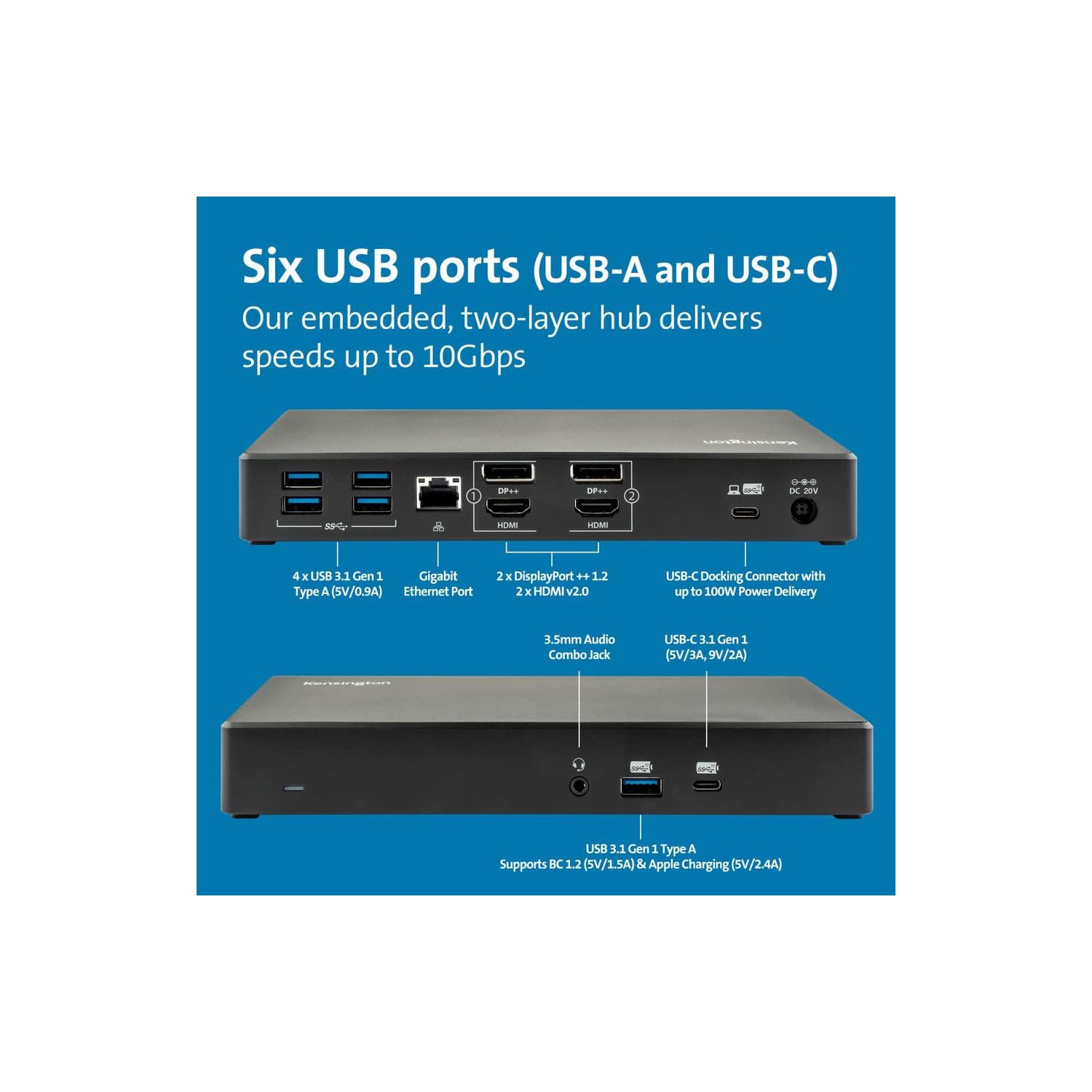 Station d’accueil hybride SD4780P de Kensington - Noir PMS