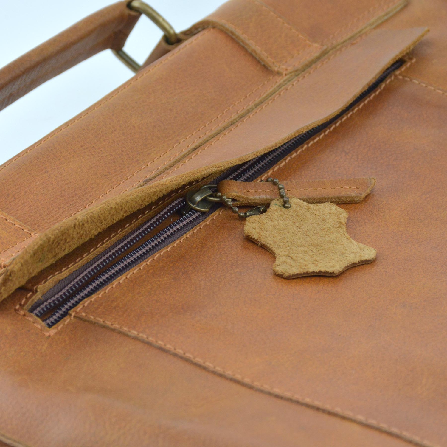 Exclusive Leather CA Mens Full Grain Leather Messenger Bag 14" - Brown