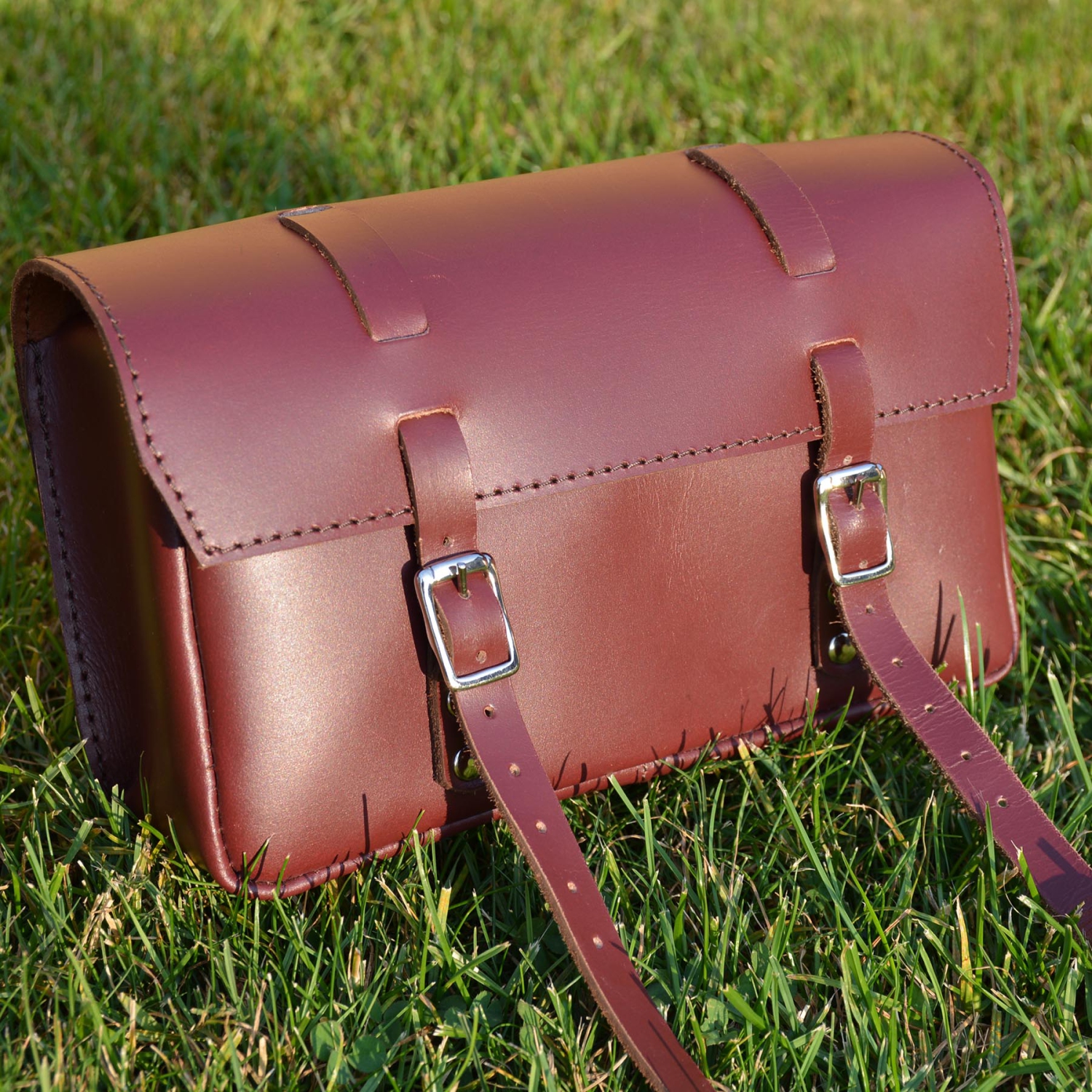 Exclusive Leather CA Bicycle Genuine Leather Saddle Bag Large - Cherry