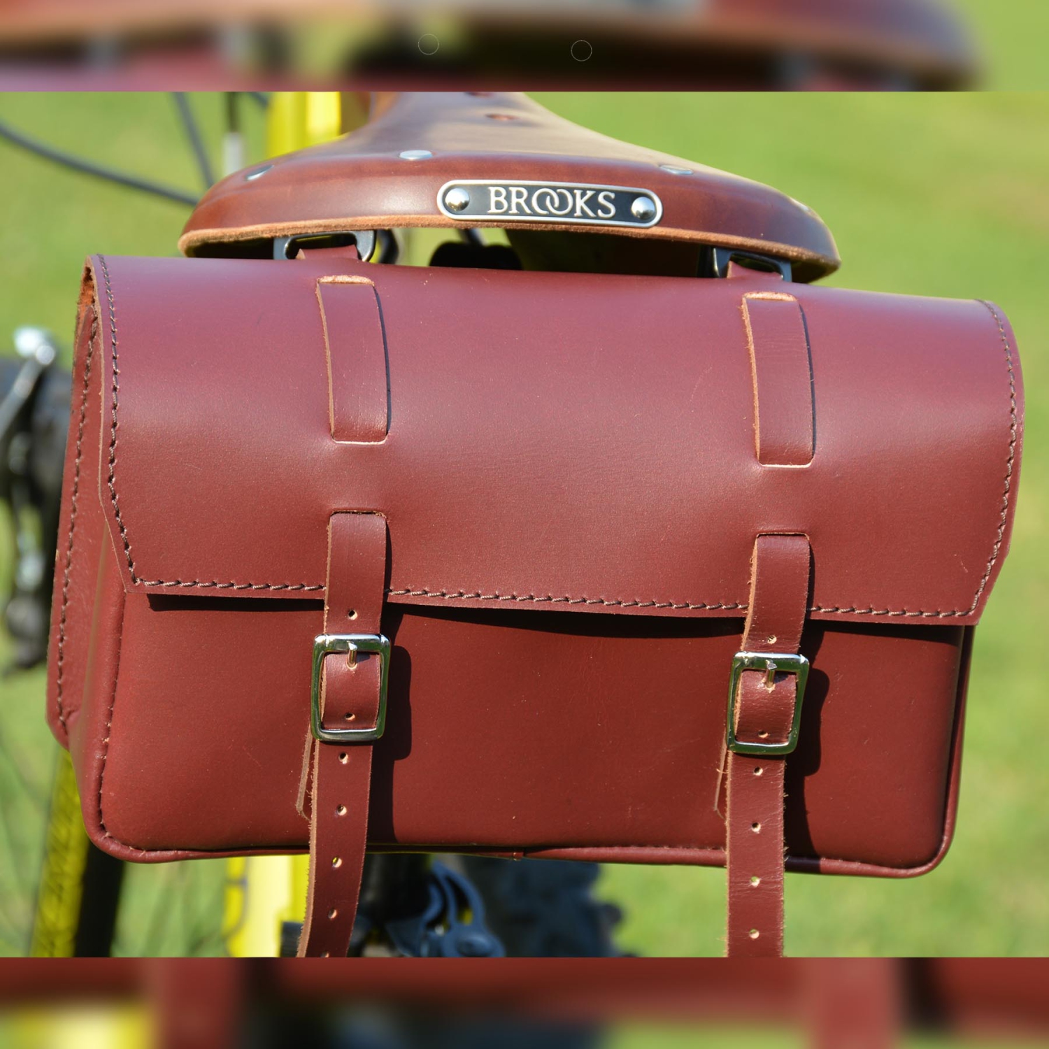Exclusive Leather CA Bicycle Genuine Leather Saddle Bag Large - Cherry