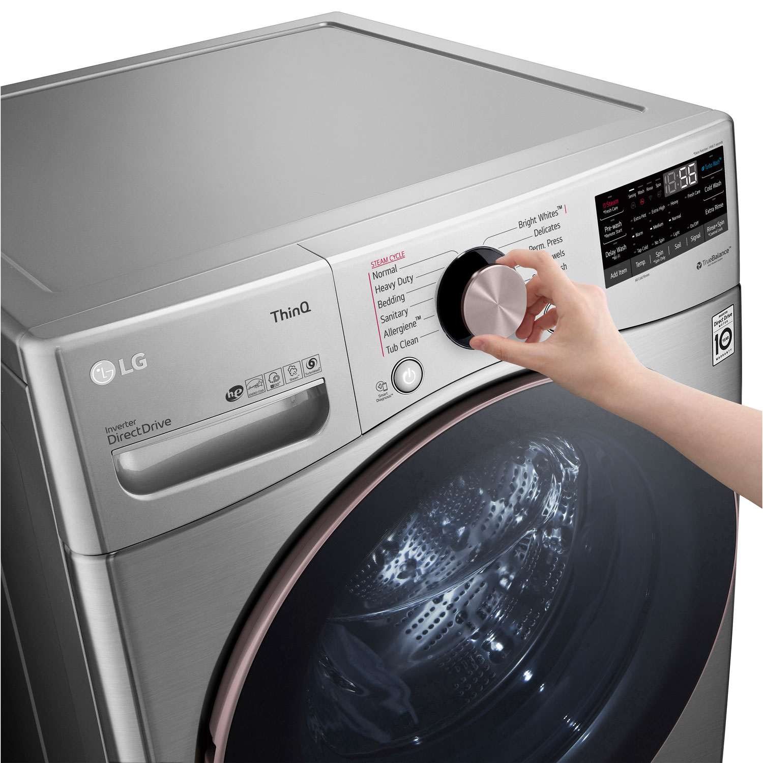 Laveuse à vapeur à chargement frontal de 5,2 pi³ de LG - Acier graphite