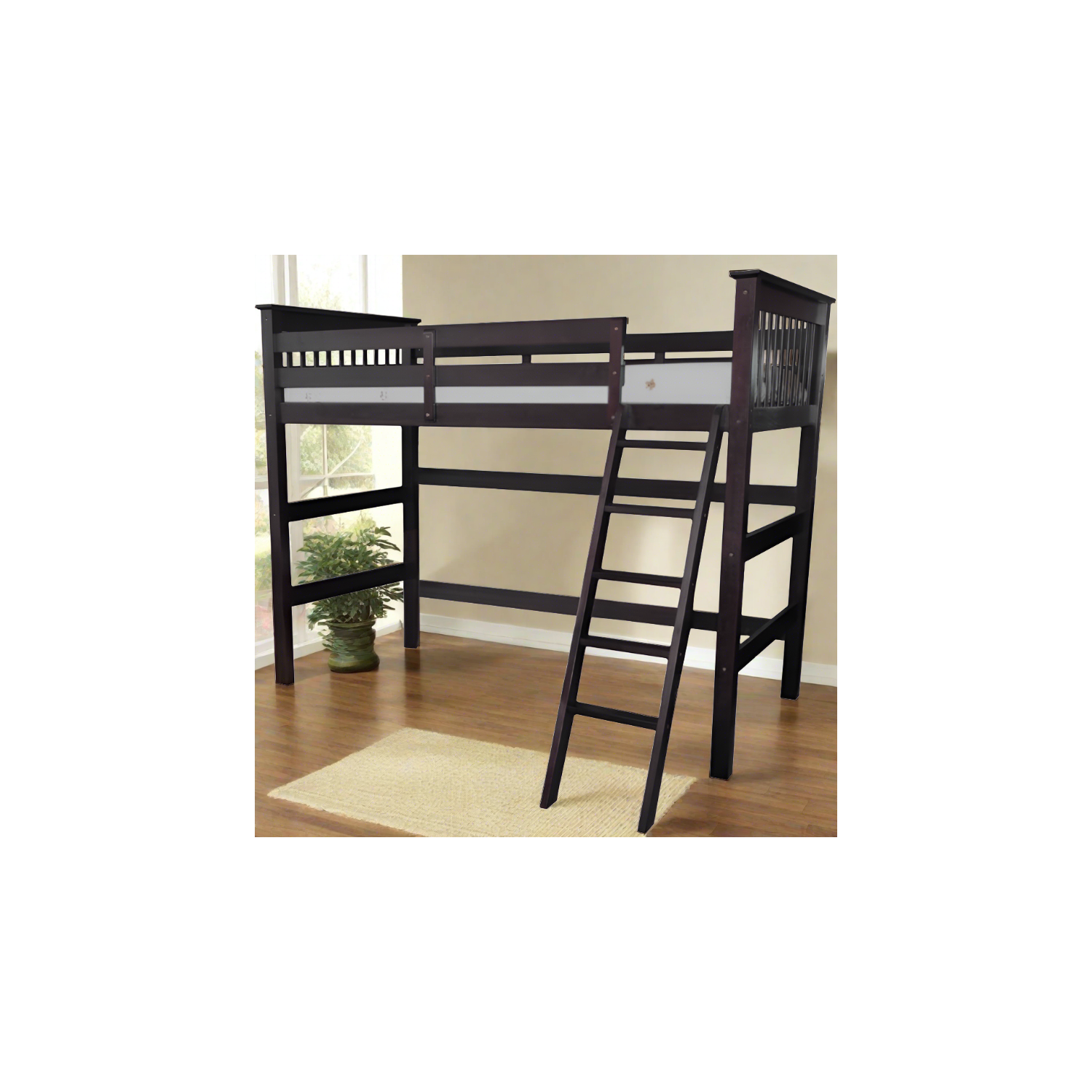 Loft Bed Full High with Angled Ladder Espresso