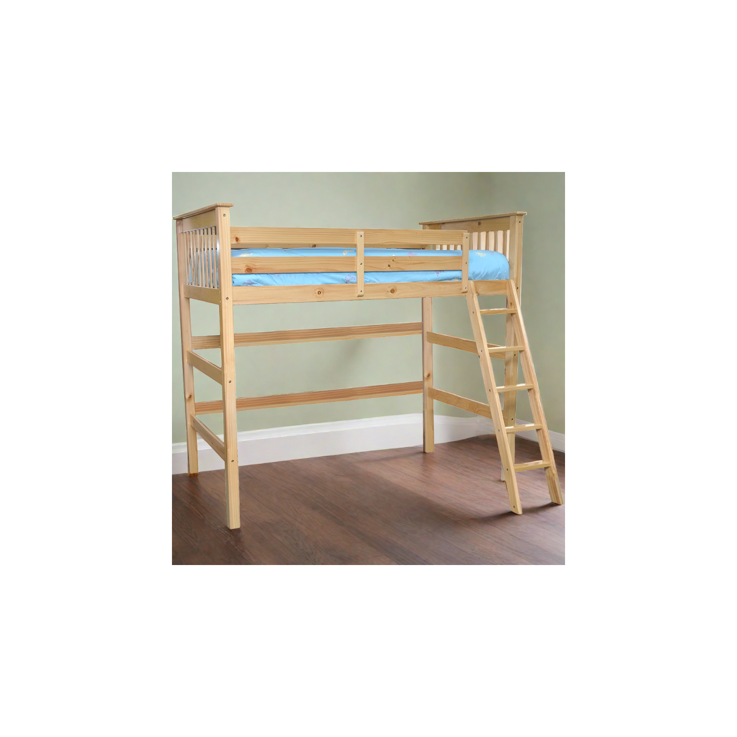 Loft Bed Full High with Angled Ladder Natural