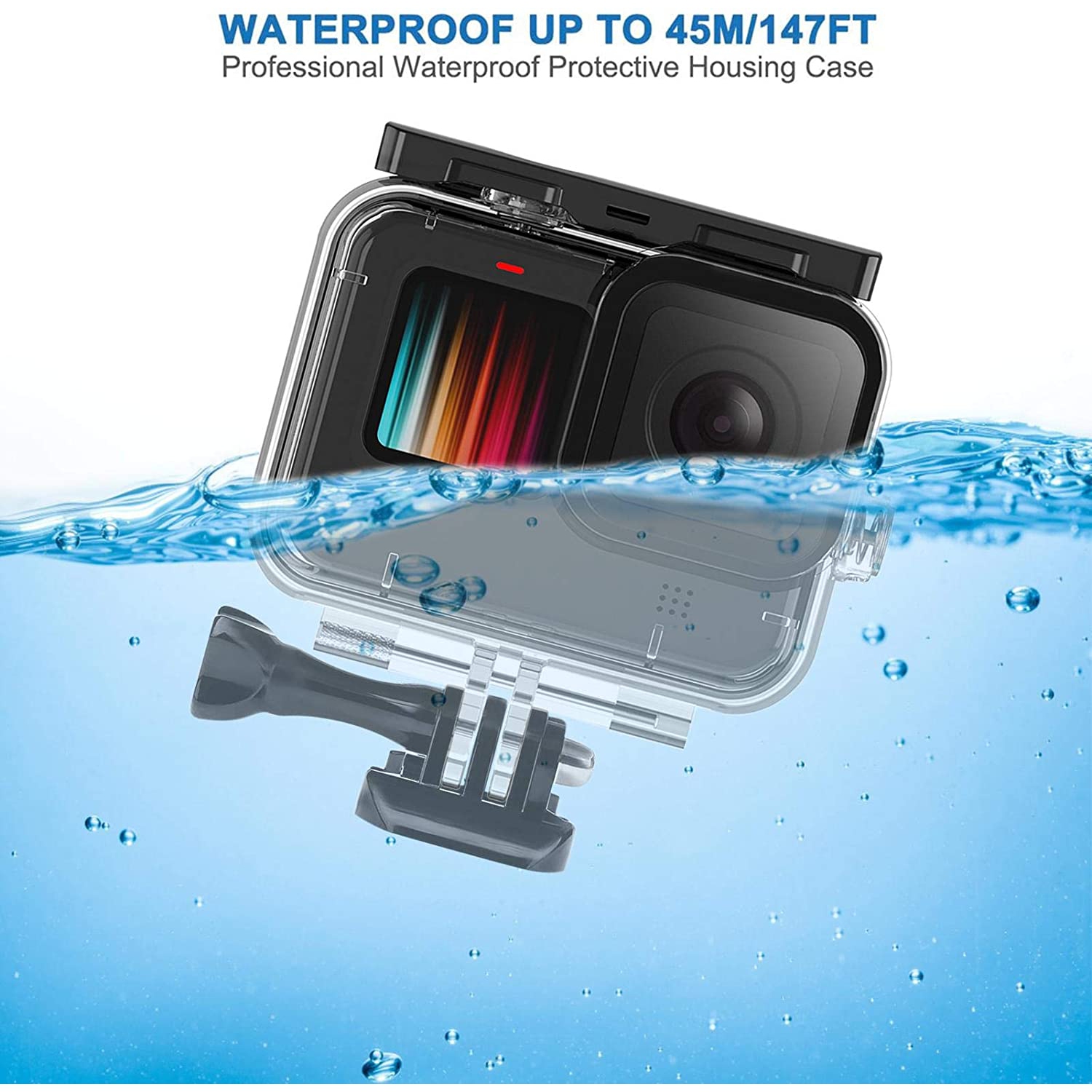 MAXKU Waterproof Protective Case Housing for GoPro Hero 9 Black Action Camera Accessories 60M Water Resistant Underwater Housing with Quick Mounting Bracket Accessory for GoPro Hero9 Black 