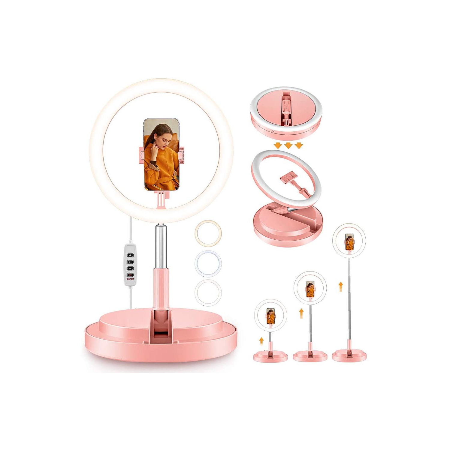 Selfie Ring Light with Stand and Phone Holder - 12 Inch Phone Ring Light with 67 Inch Stand, 3 Light Mode & 10 Brightness Circle Light with Phone