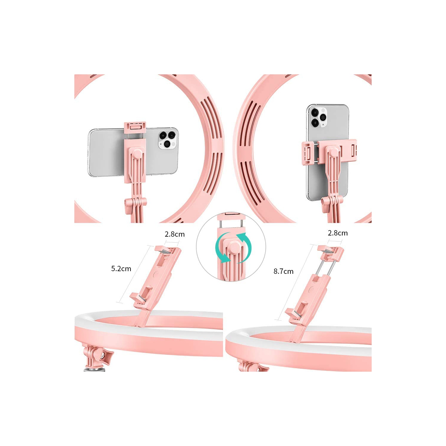 Selfie Ring Light with Stand and Phone Holder - 12 Inch Phone Ring Light with 67 Inch Stand, 3 Light Mode & 10 Brightness Circle Light with Phone