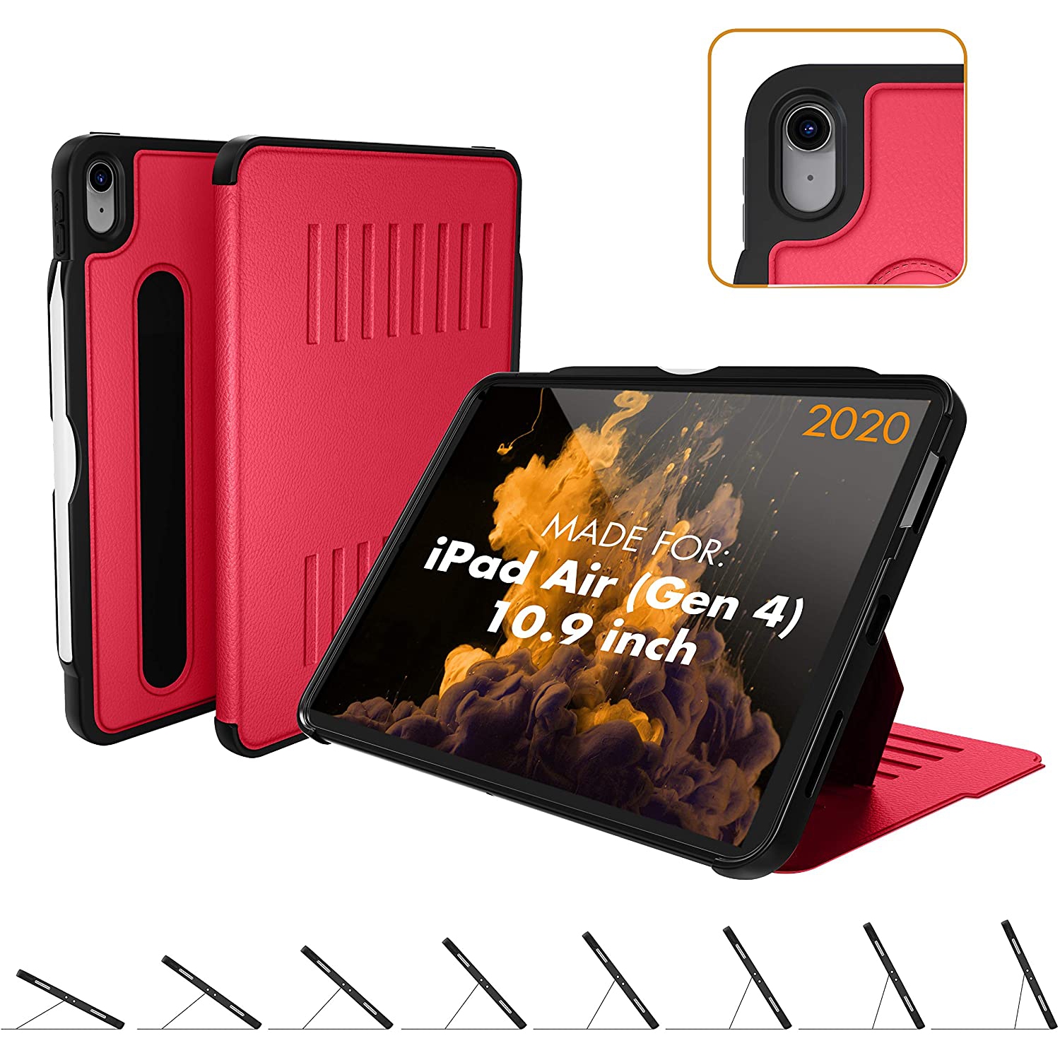 Zugu Case iPad Air 11 2025, (M2) 2024, iPad Air 10.9 (4th Gen, 5th Gen) 2020 & 2022 - Red