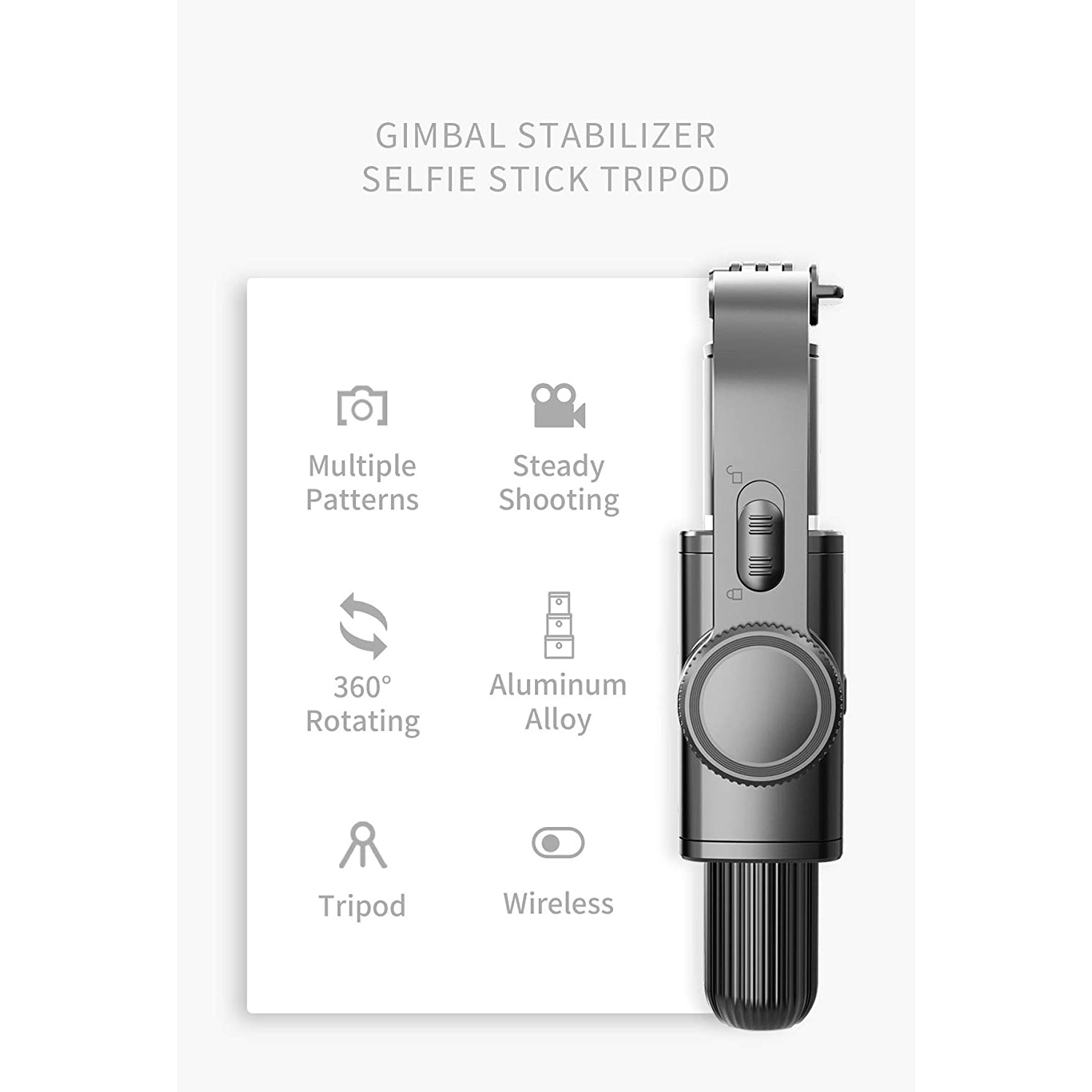 Stabilisateur de cardan pour smartphone L08 avec équilibre automatique à 360 ° et télécommande sans fil Bluetooth intégrée