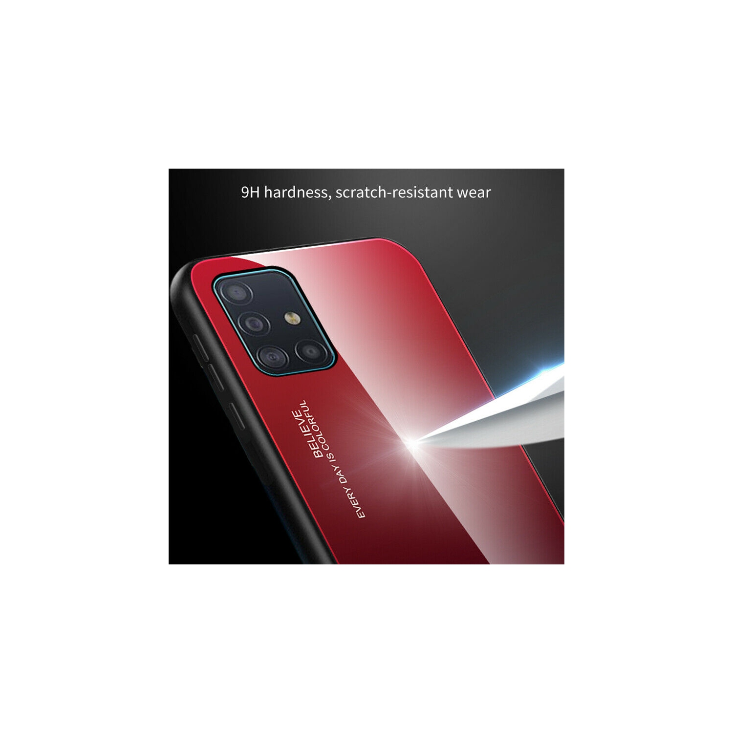 Étui en verre trempé gradient de BRENDA pour Galaxy S20 FE de Samsung - Bleu/Noir