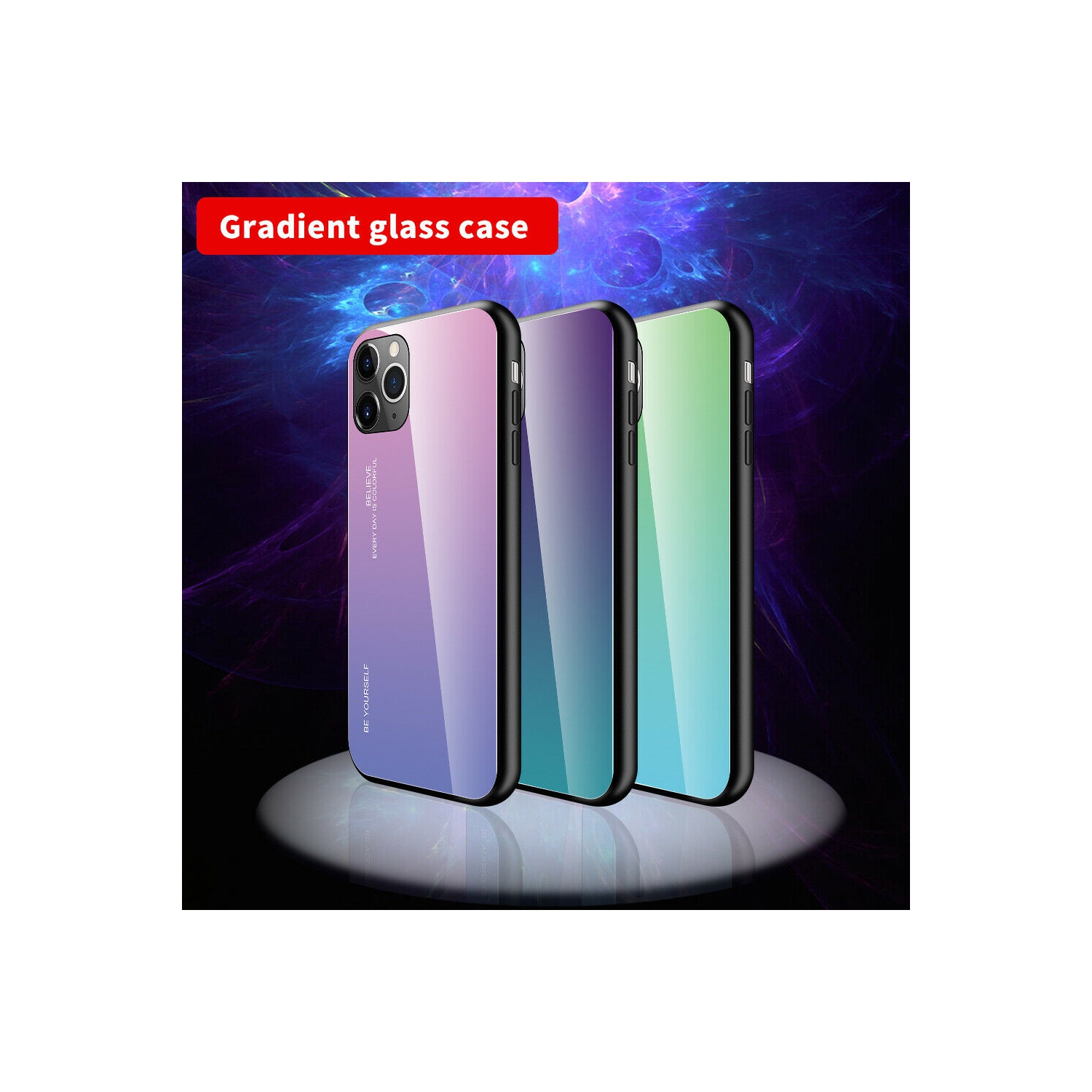 Gradient Tempered Glass Phone Case Cover For iPhone 12 Pro Max