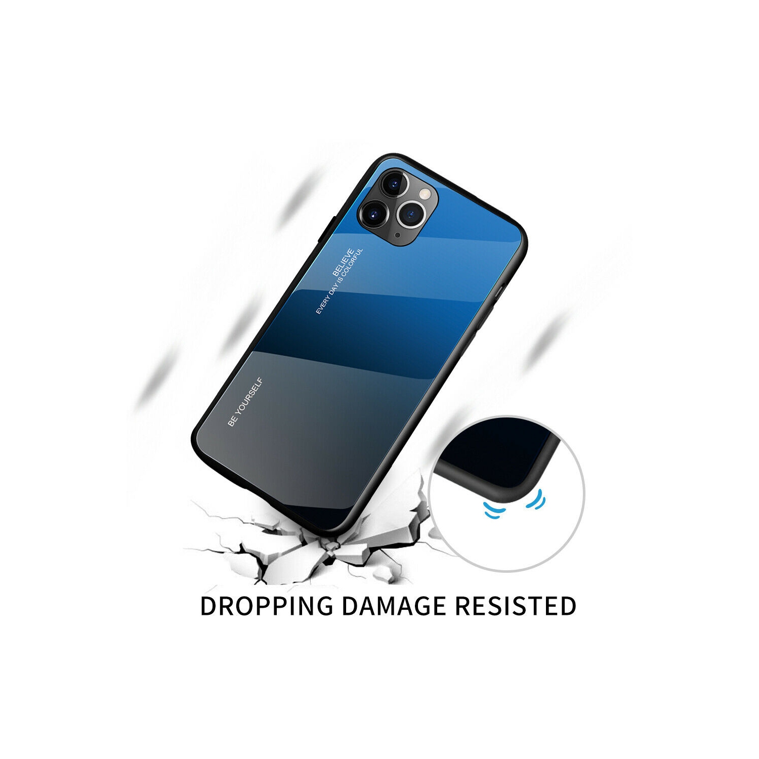 Gradient Tempered Glass Phone Case Cover For iPhone 12 Pro Max