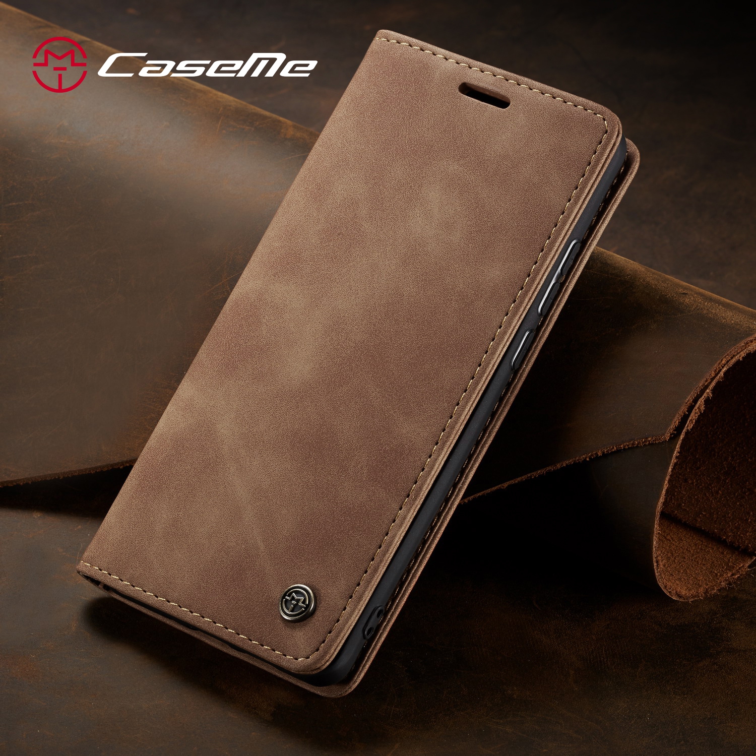 CaseMe Wallet Case Anti-Fall Retro Handmade Leather Magnetic Case Card Slot for Samsung Galaxy S20 FE