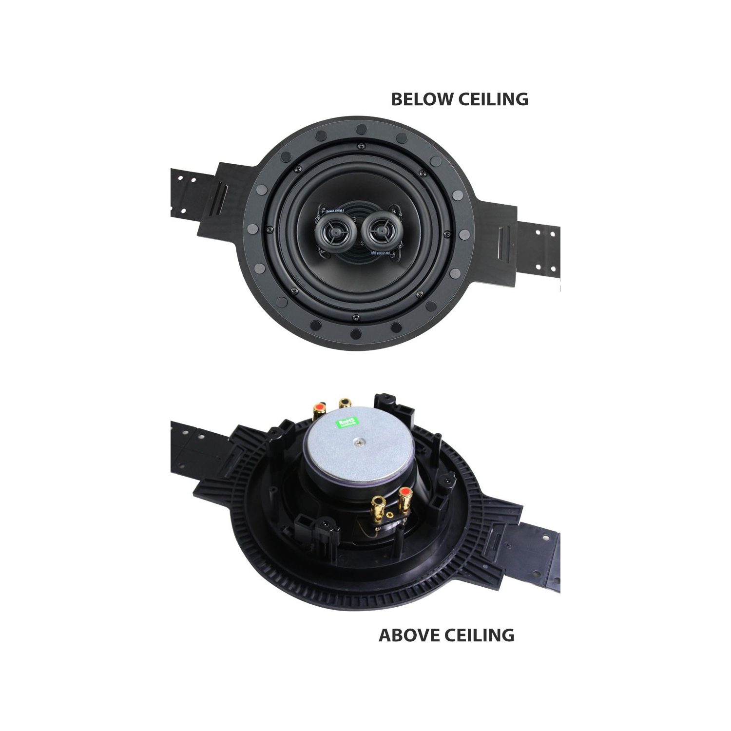 Boost Audio NV62FS Near-Vanishing Premium 6.5" Single Point Stereo In-Ceiling Speaker with Pre-Construction Bracket