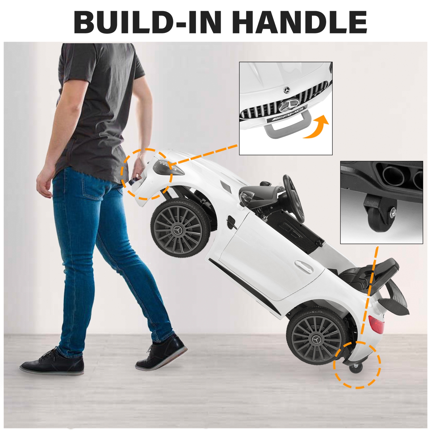 VOLTZ TOYS – voiture porteuse 12 V pour enfants, Mercedes-Benz GT R sous licence officielle avec télécommande, MP3 et éclairage à DEL – cadeau parfait