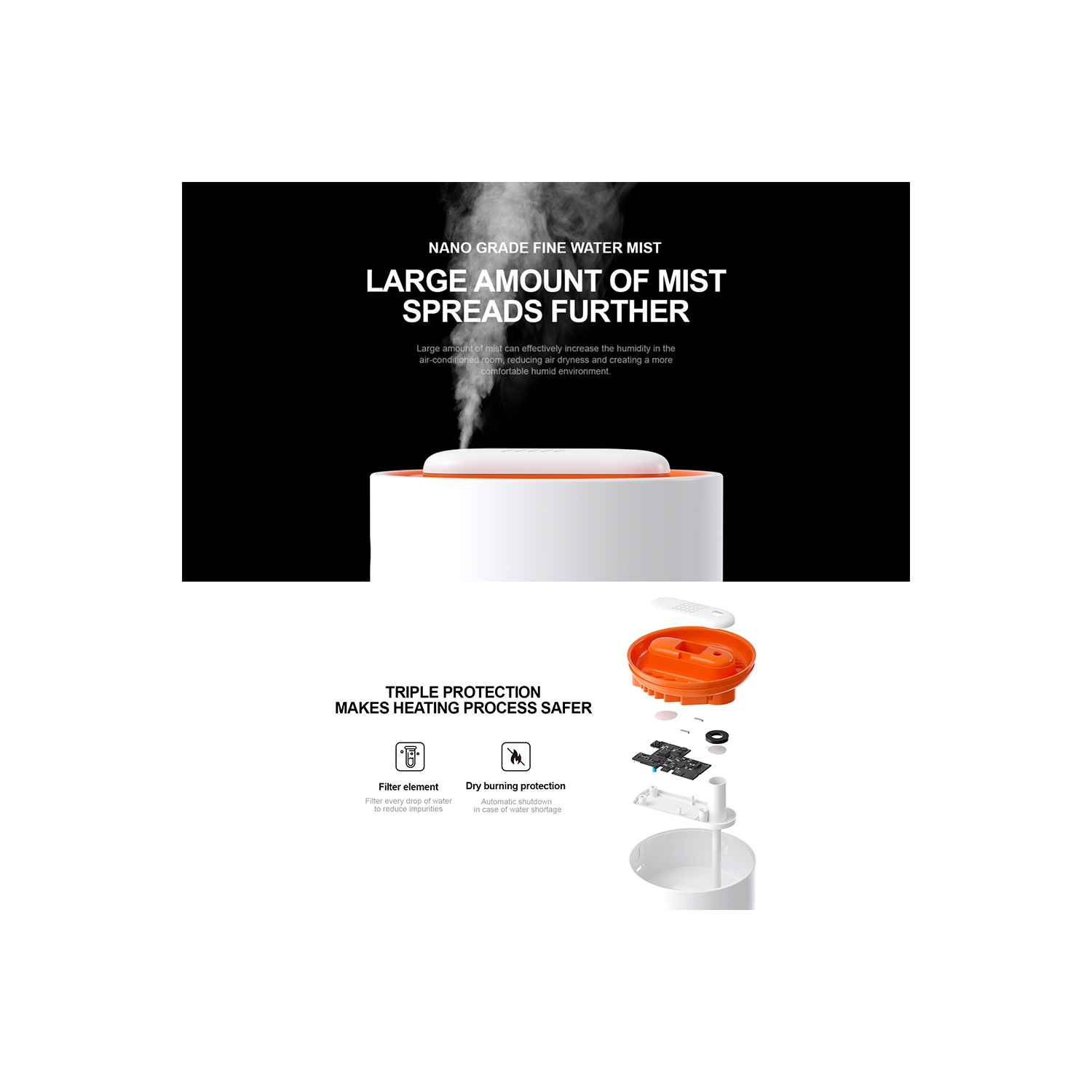 Havit 1.0L Upper-Inlet Mist Humidifier build-in aromatherapy box and light mode