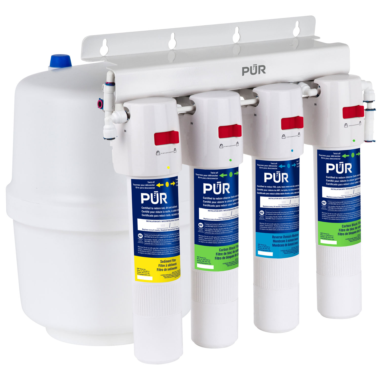 Système de filtration à osmose inverse à 4 étapes de PUR PUN4RO