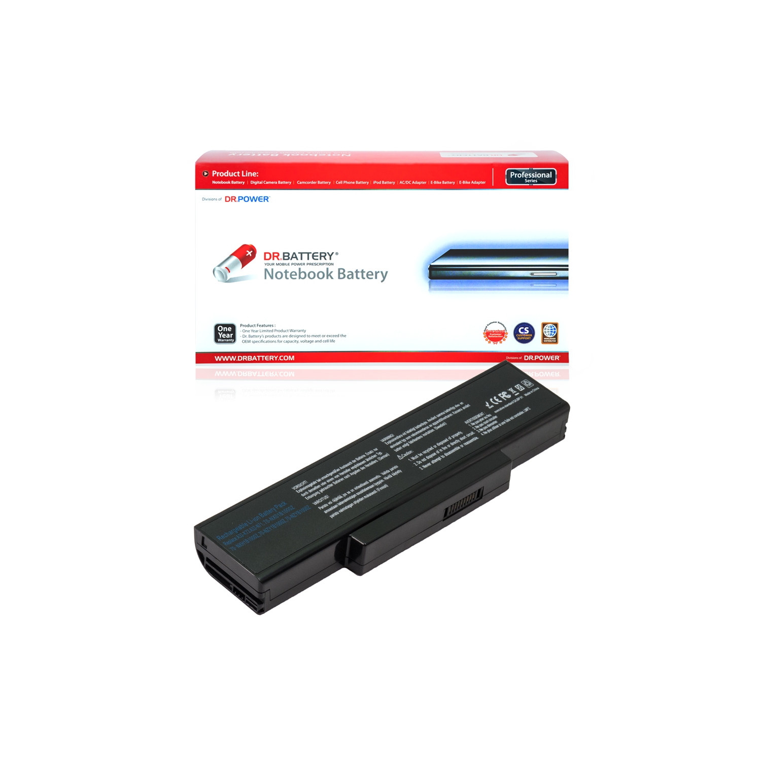 DR. BATTERY - Replacement for Asus K73BY / K73E / K73Jk / K73SD / 07G016CQ1875 / 07G016GJ1875 / 07G016HL1875 / 70-NX01B1000Z