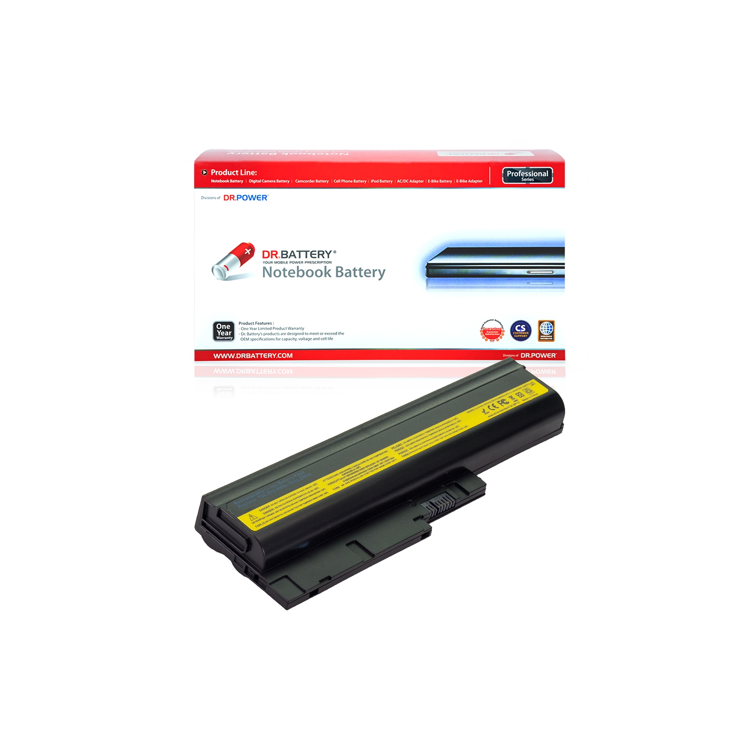 DR. BATTERY Replacement for IBM ThinkPad R500 R61i SL500 T500 T60 42T4560 42T4561 42T4566 42T4569 42T4572 [10.8V / 48Wh] **Free Shipping**
