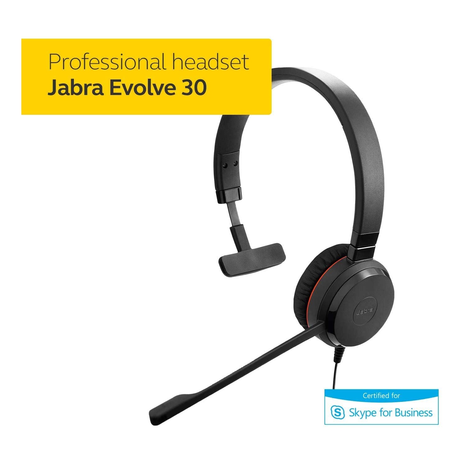 Jabra Evolve 30 II Mono UC - Professional Unified Communicaton Headset, Black, Mono Speaker