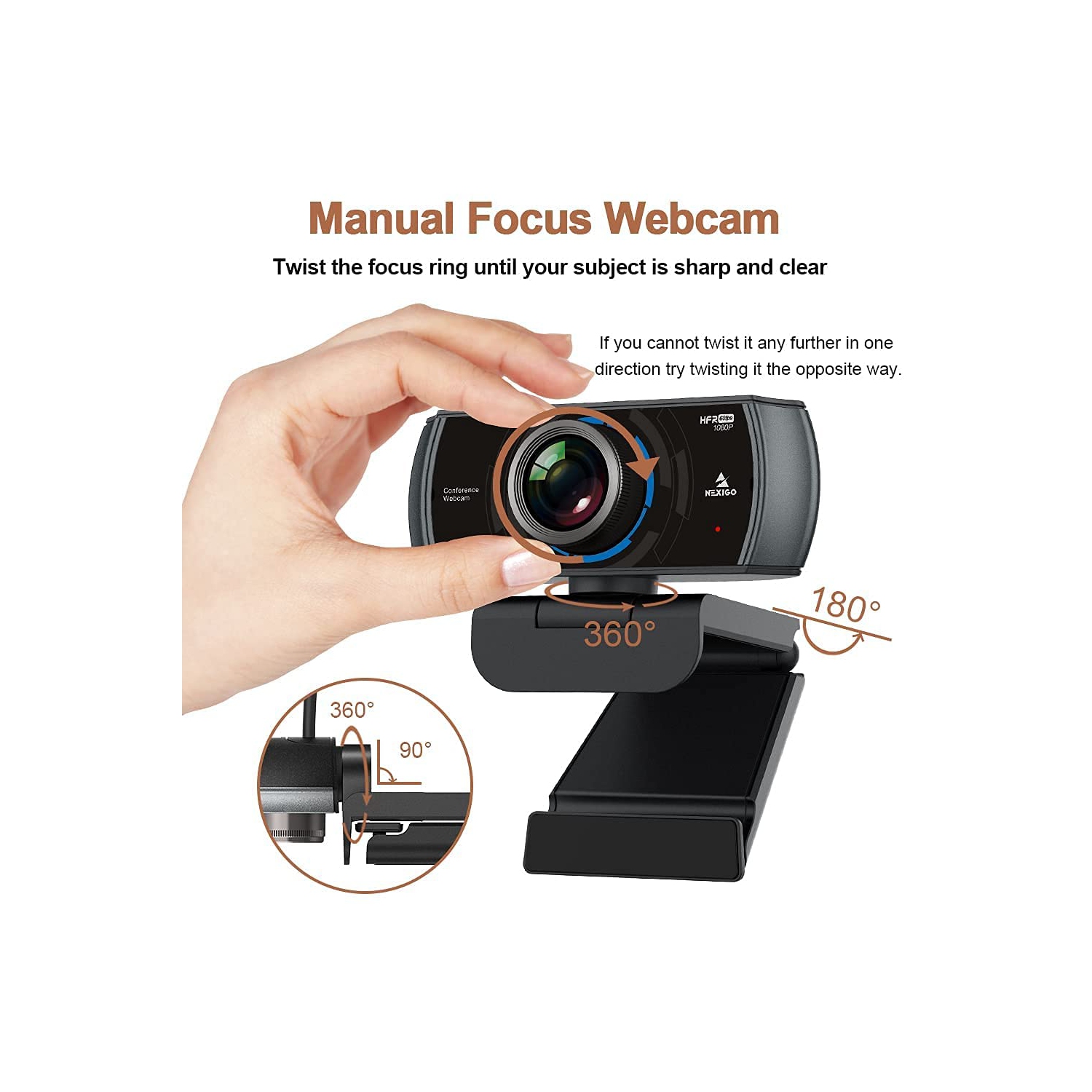 NexiGo N980P 1080P 60FPS Webcam with Microphone, FHD USB Web Camera