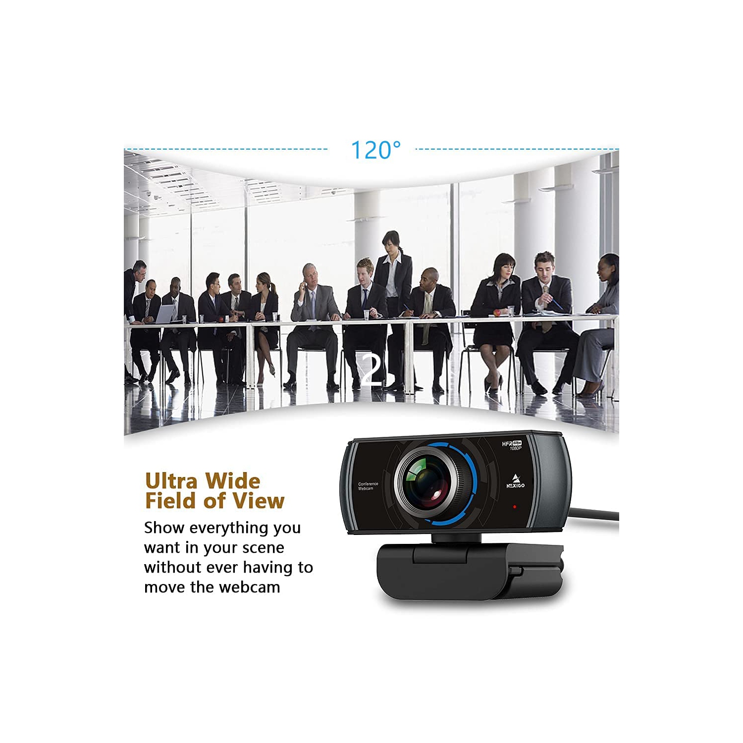 NexiGo N980P 1080P 60FPS Webcam with Microphone, FHD USB Web Camera