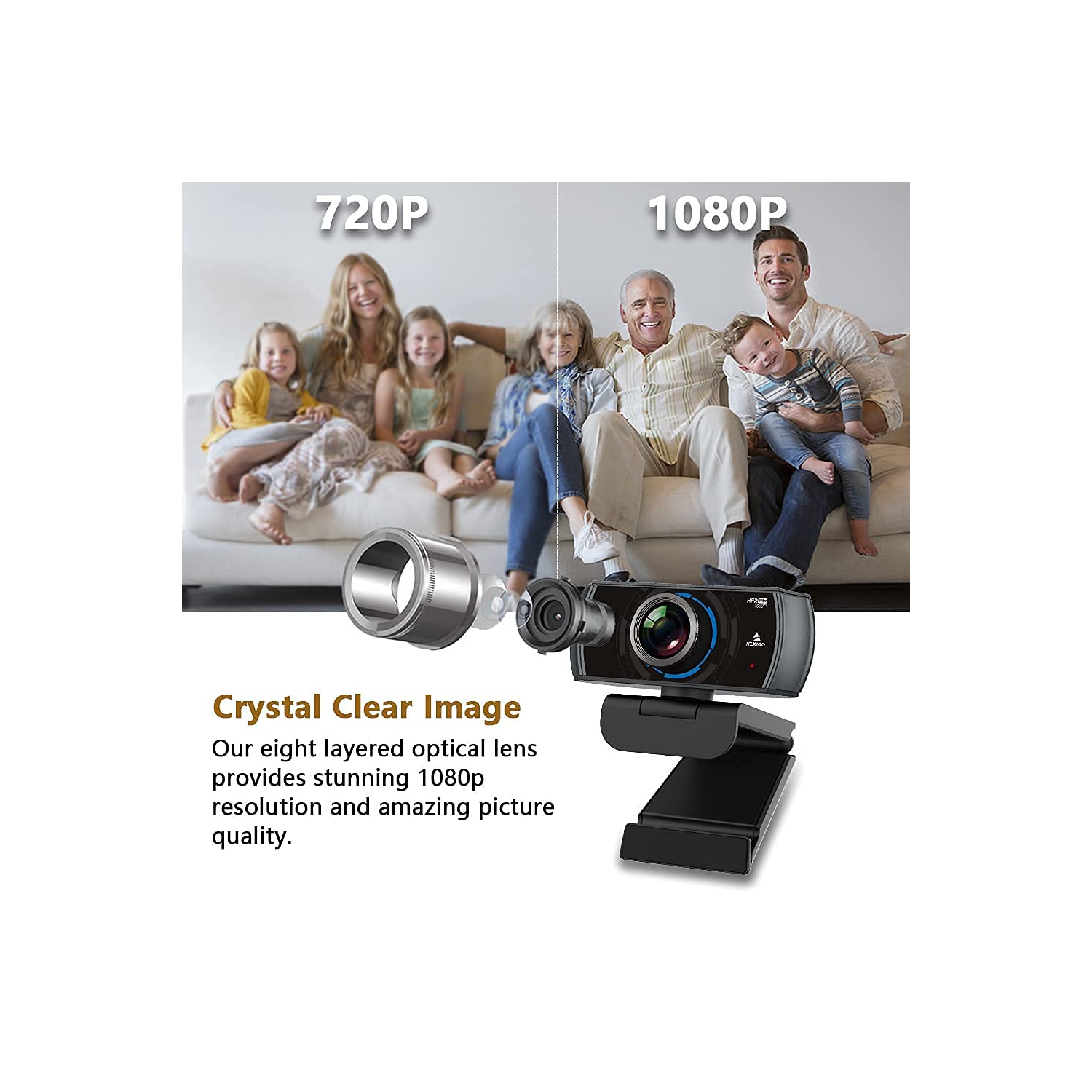 NexiGo N980P 1080P 60FPS Webcam with Microphone, FHD USB Web Camera