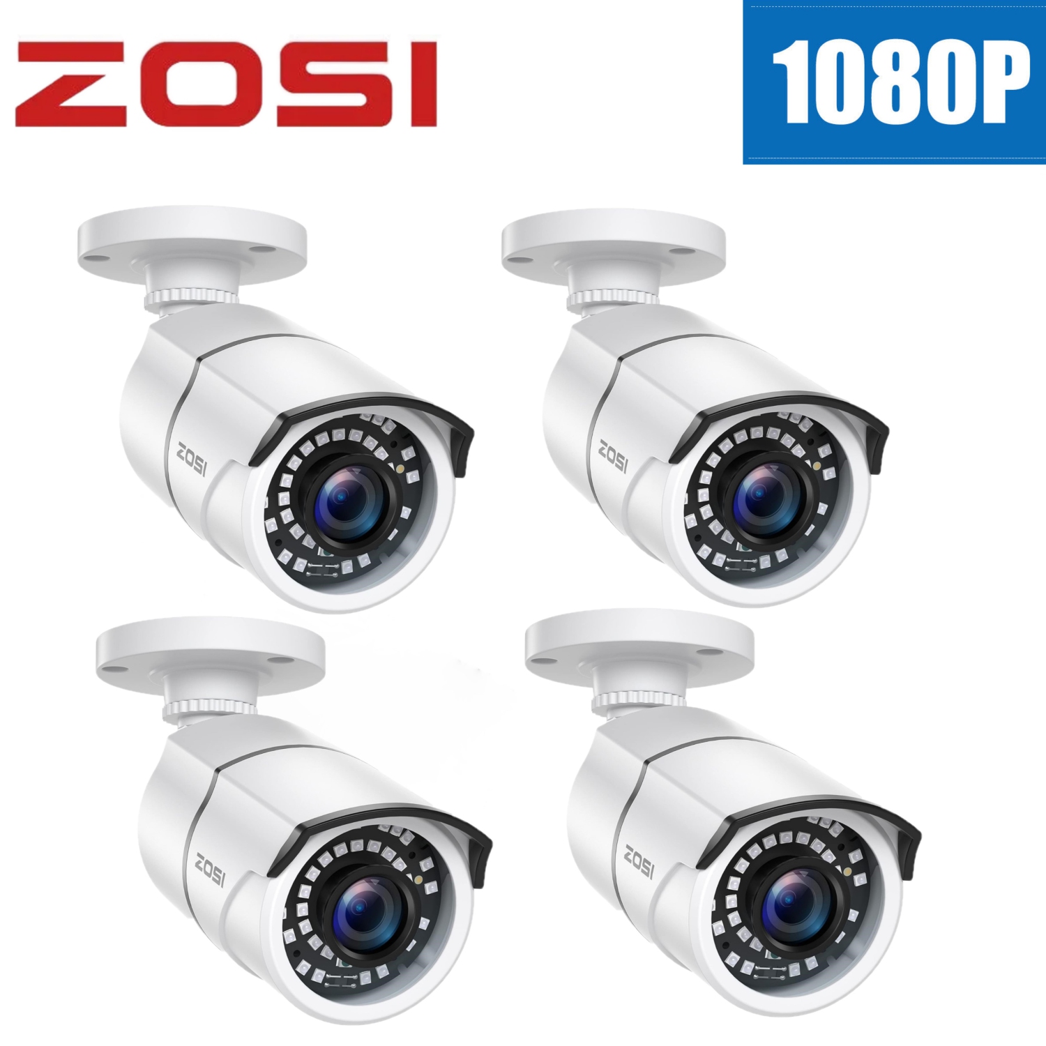 ZOSI Add-On Wired 1080P 2MP Hybrid 4-in-1 Outdoor Surveillance Camera for TVI/CVI/AHD/CVBS DVR Security Camera System, 120ft Night Vision, IP67