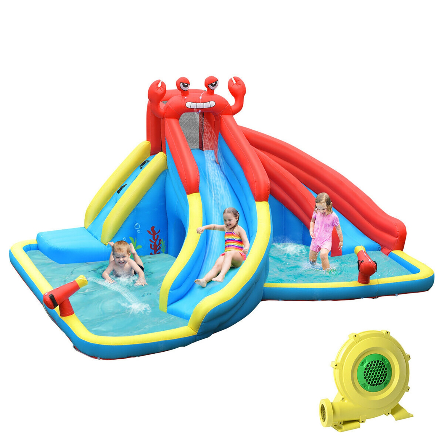 Piscine gonflable Water Slide Crabe Bounce House de Costway avec souffleuse 950&nbsp;W