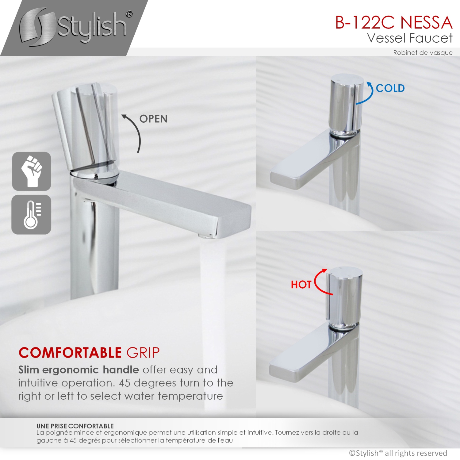 Nessa Single Handle 12 1/2" Polished Chrome Vessel Bathroom Faucet B-122N