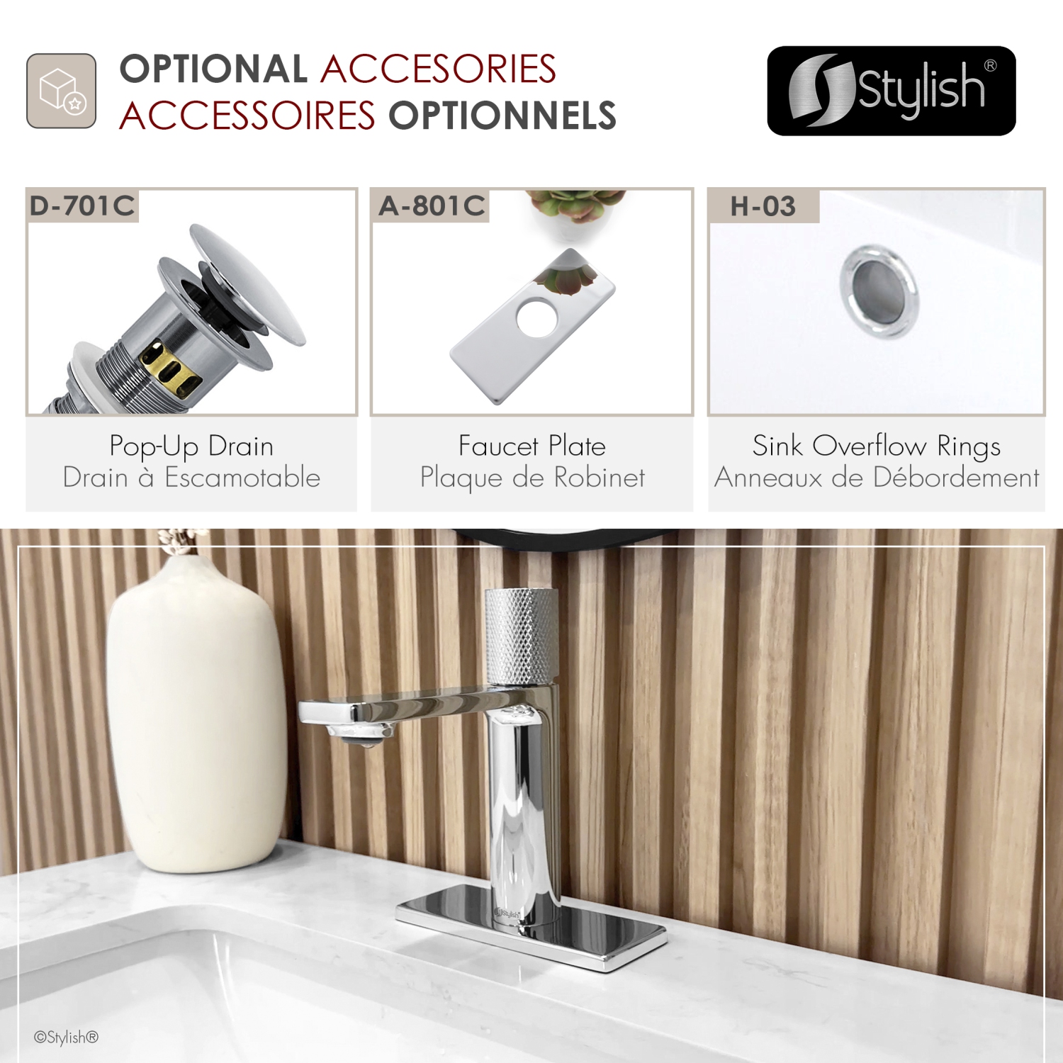 STYLISH Single Handle Modern Bathroom Faucet Basin Sink Faucet, Polished Chrome Finish B-104C