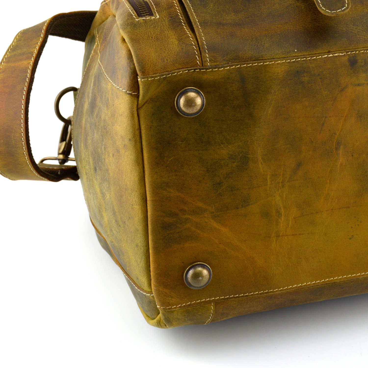 Buff Leather Duffel Bag 20" // Shoes Compartment / Brown