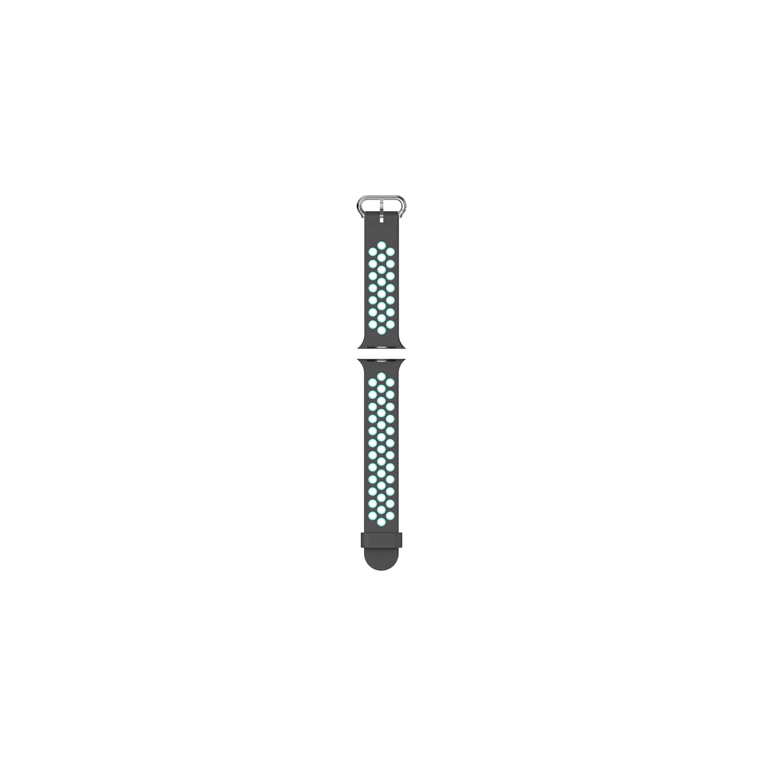 StrapsCo Perforated Rubber Strap for Apple Watch - Short-Medium - 44mm - Grey & Teal