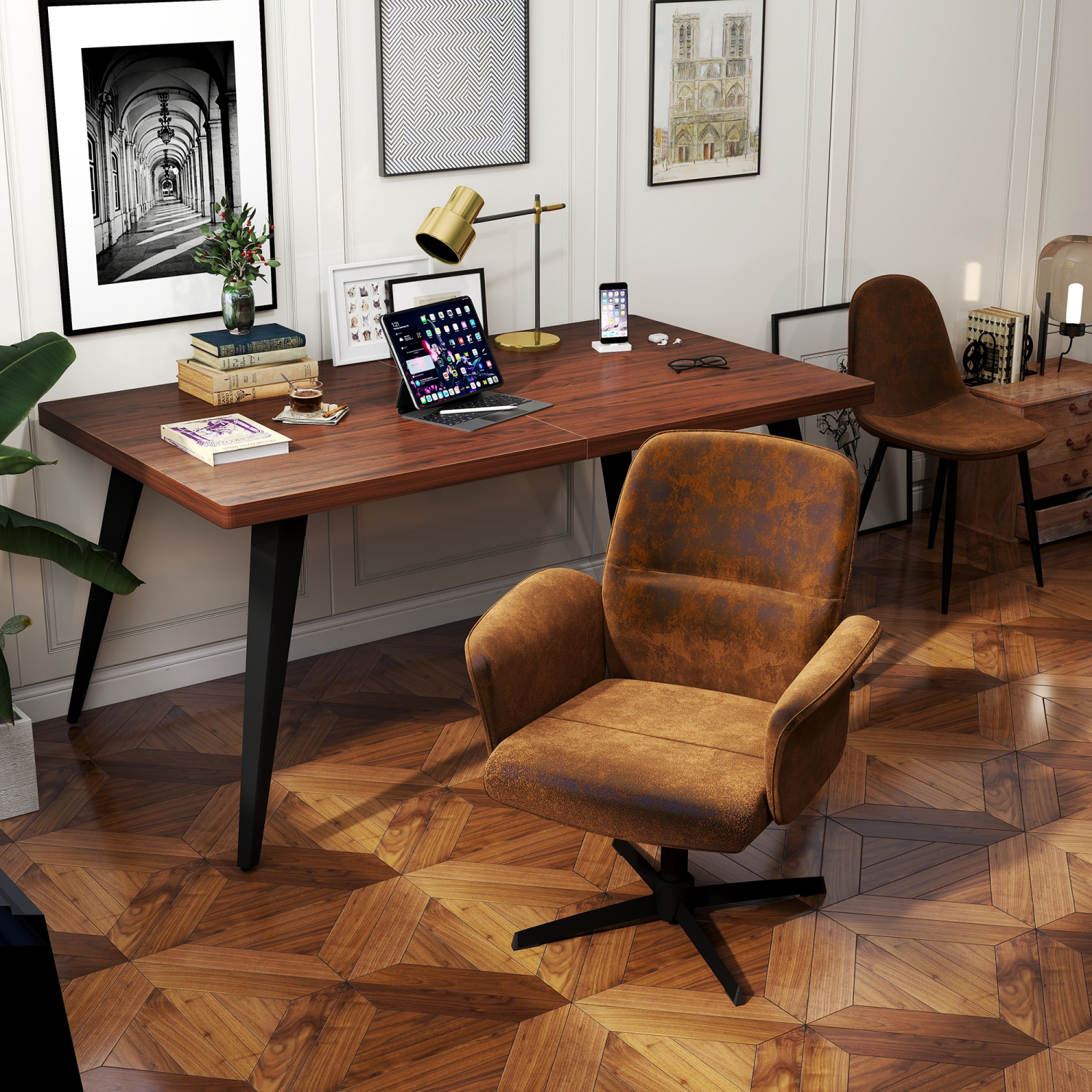 Homy Casa Contemporary Upholstered Living Room Chair – Brown Faux Suede